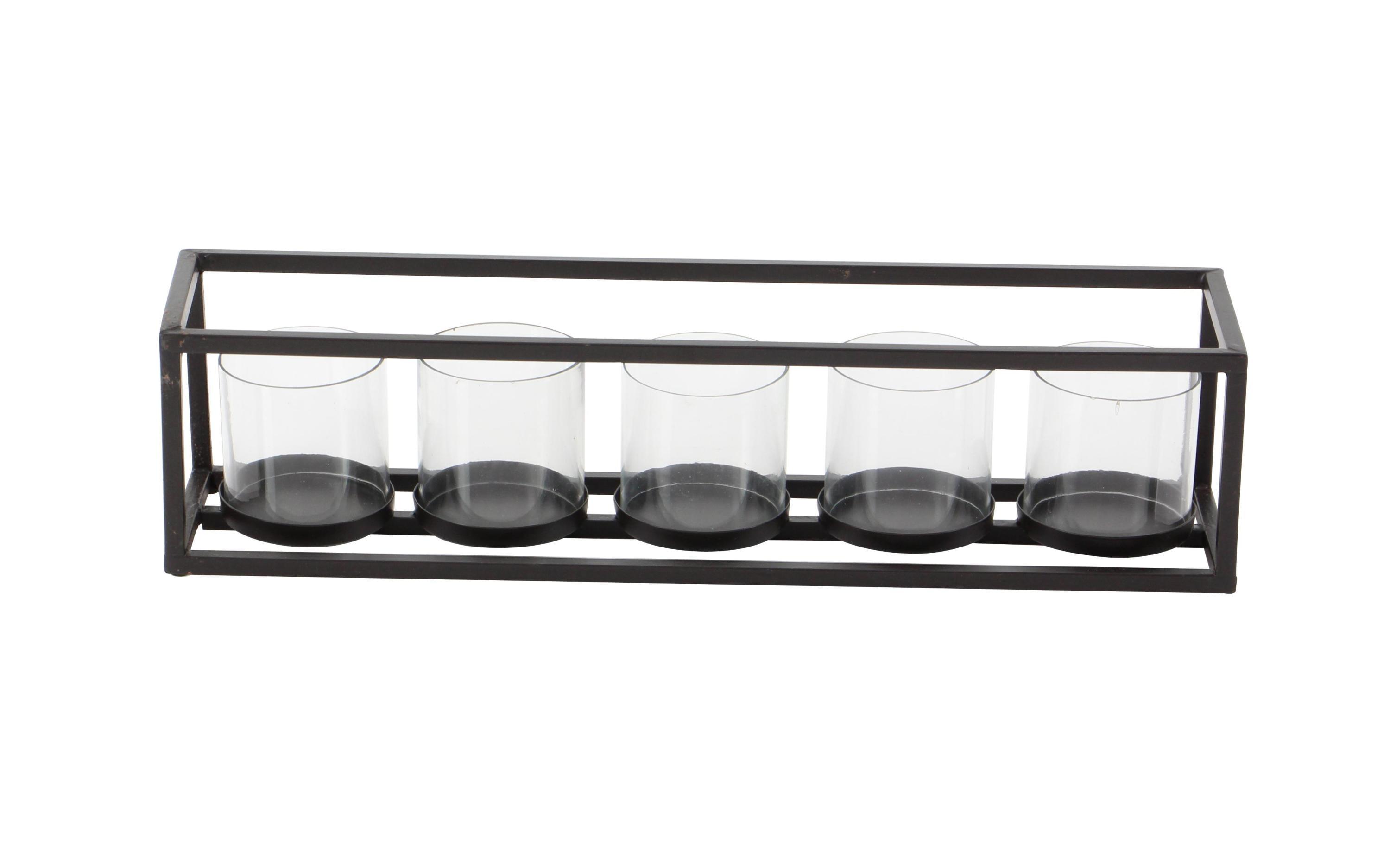 22" x 5" Contemporary Iron/Glass Five Light Candle Holder Black - Olivia & May: Elegant Mantel Decor, Indoor Use