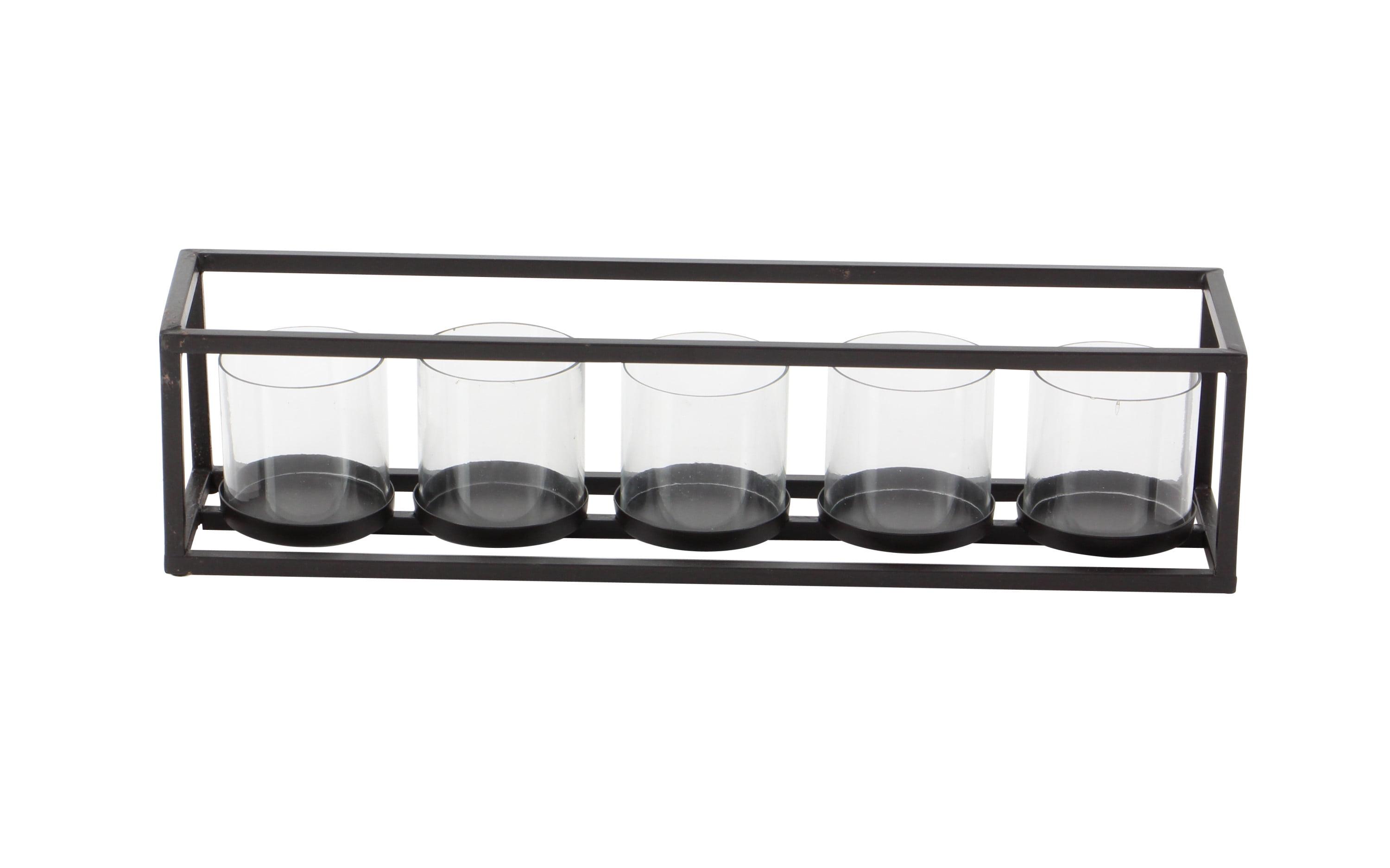 Elegant 22" Black Iron and Glass Five-Votive Candle Holder