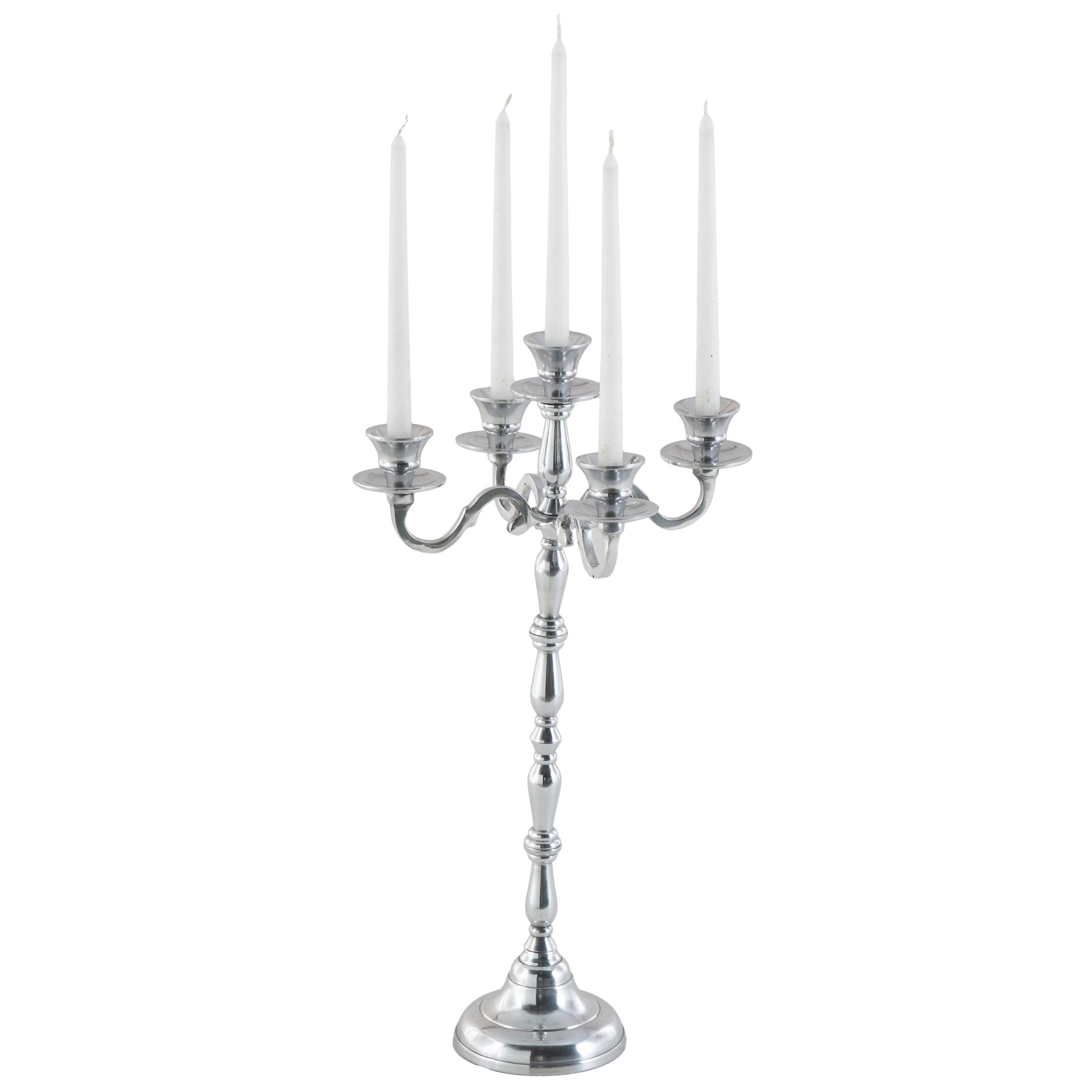DecMode 5 Holder Silver Aluminum Metal Candelabra