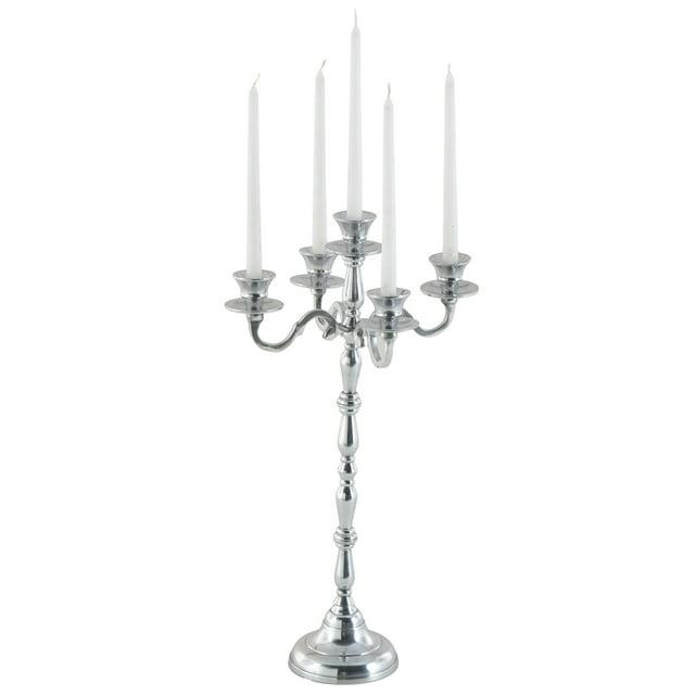 DecMode 5 Holder Silver Aluminum Metal Candelabra