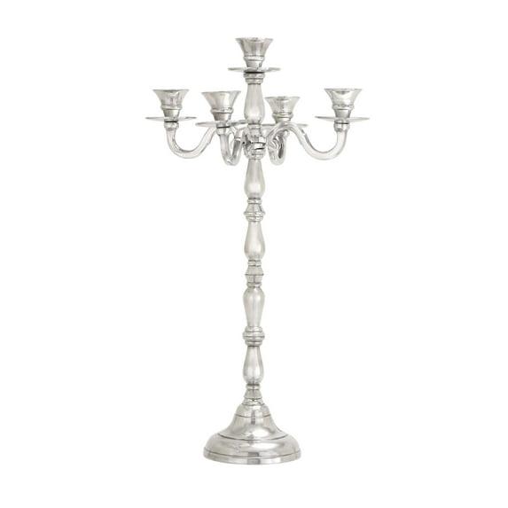 DecMode 5 Holder Silver Aluminum Metal Candelabra