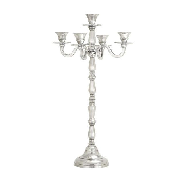 DecMode 5 Holder Silver Aluminum Metal Candelabra