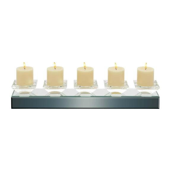 Glass Handmade Pillar 5 Plate Decorative Silver Candelabra with Mirrored Sides