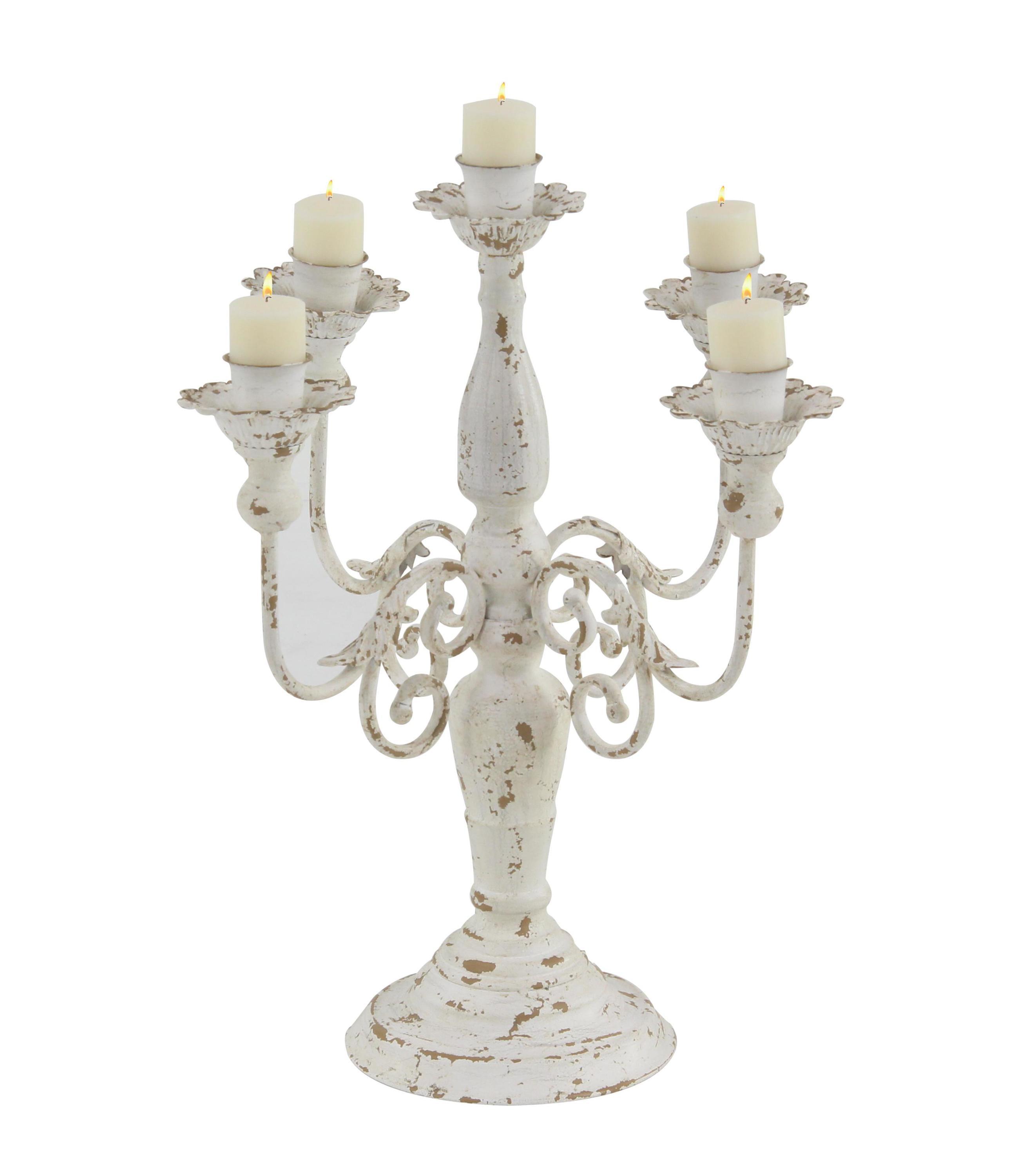 White Iron Ridge Embellished 5-Candle Candelabra