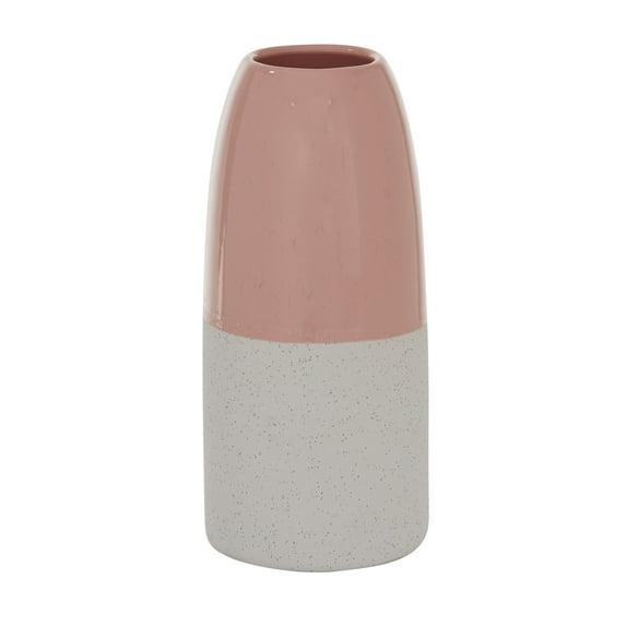 DecMode 5"W, 11.25"H Stoneware Modern Vase, Pink, 1 - Piece