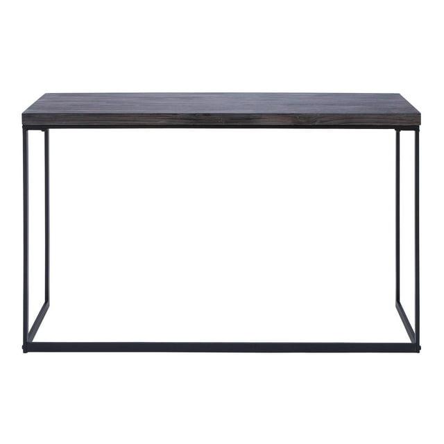 Union Rustic Corneau Wood Minimalistic Dark Brown Console Table with Black Metal Legs