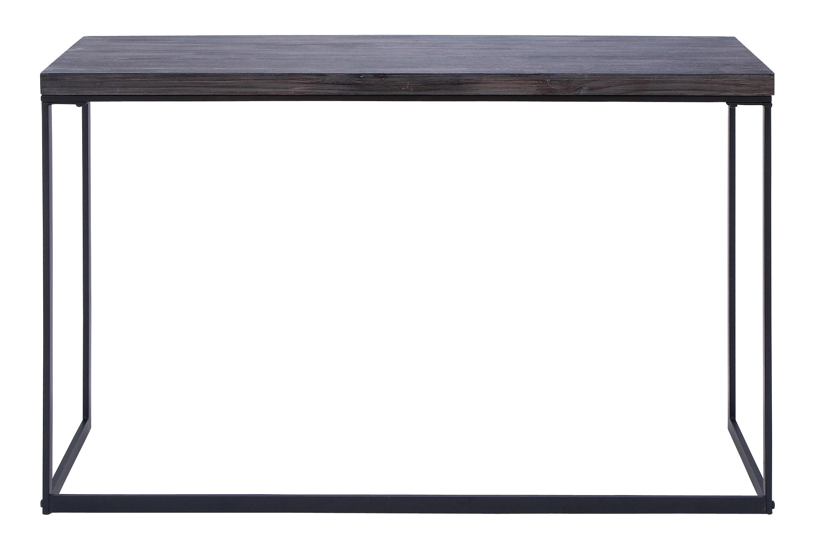 Union Rustic Corneau Wood Minimalistic Dark Brown Console Table with Black Metal Legs