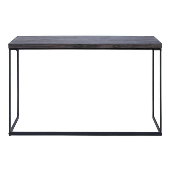 Union Rustic Corneau Wood Minimalistic Dark Brown Console Table with Black Metal Legs