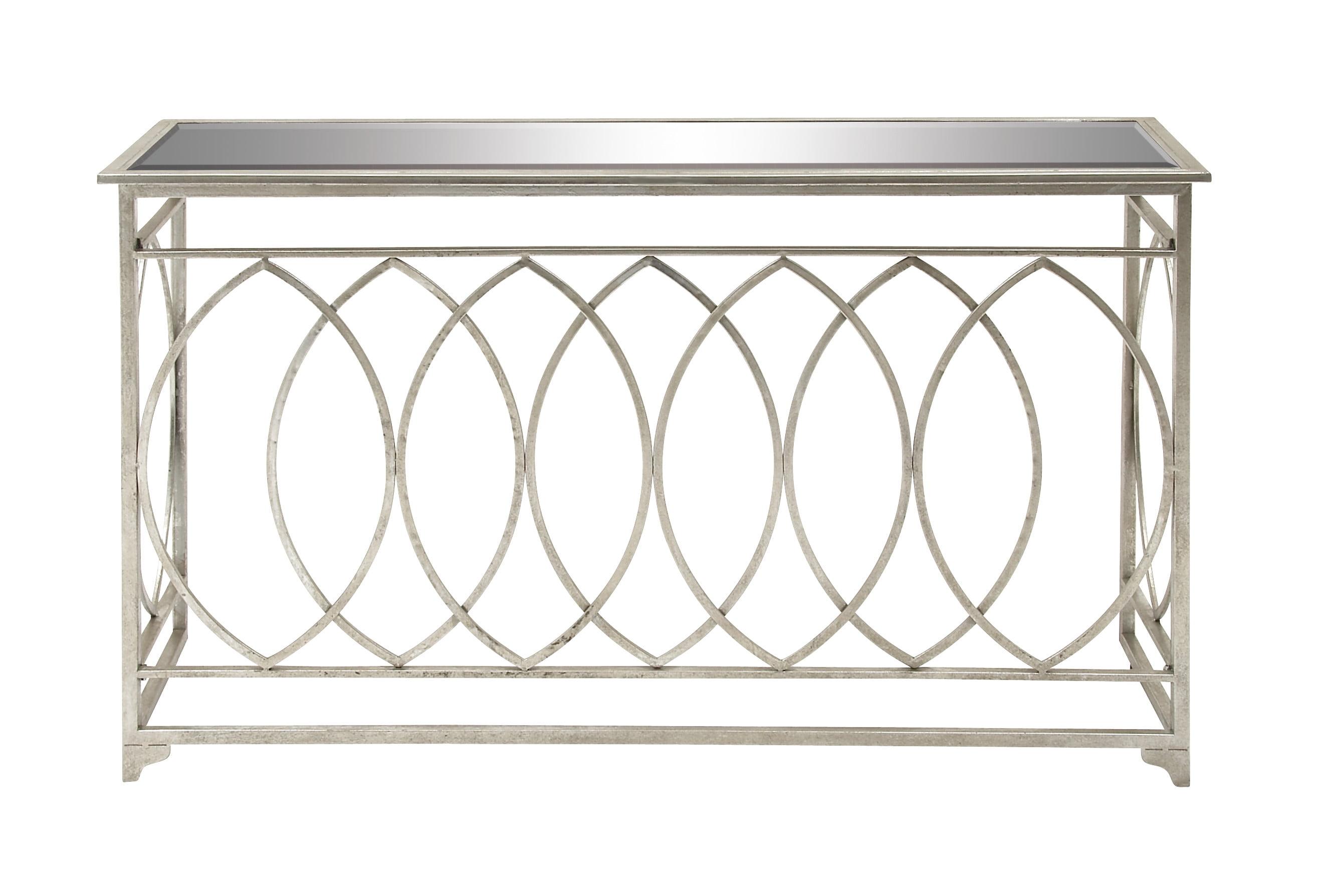 Silver Metal and Glass Geometric Console Table