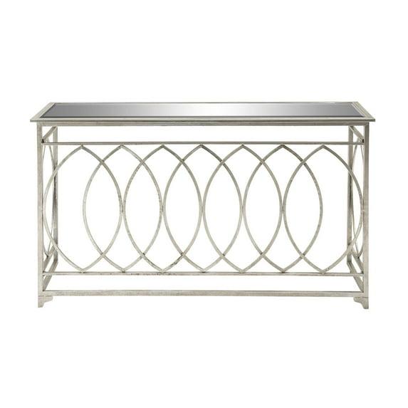 Mercer41 Metal Geometric Living Room Console Table with Mirrored Glass Top