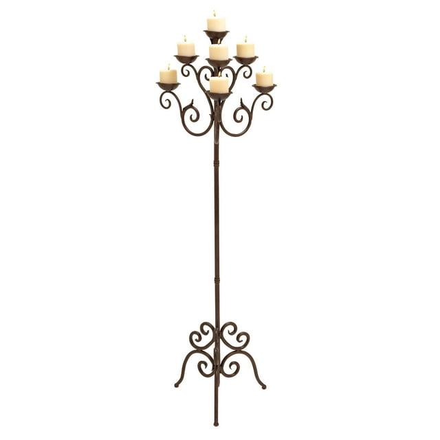 DecMode Candelabro Alto con Desplazamiento de Metal Marrón con 6 Soportes