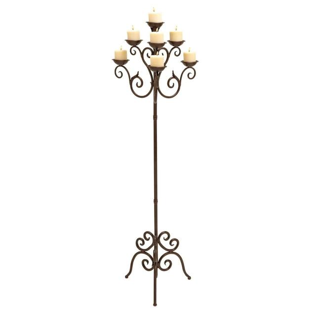 DecMode Candelabro Alto con Desplazamiento de Metal Marrón con 6 Soportes