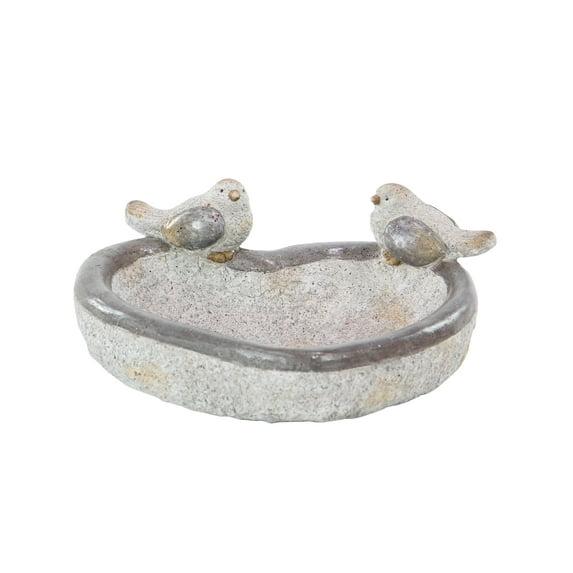 DecMode 6" Indoor Outdoor Bird Garden Sculpture with Bath Bowl