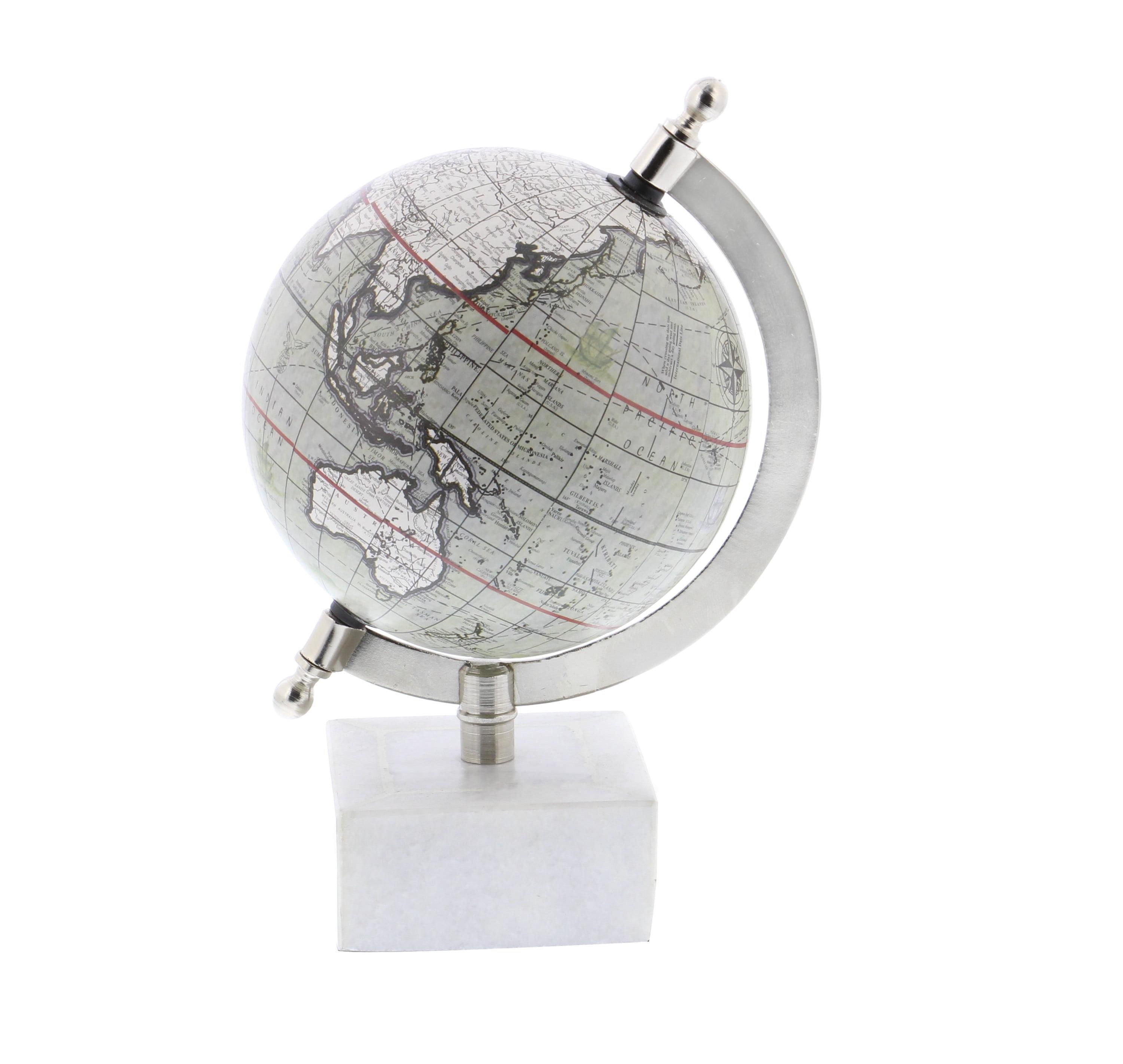 6" White Marble Base Globe Decorative Accent