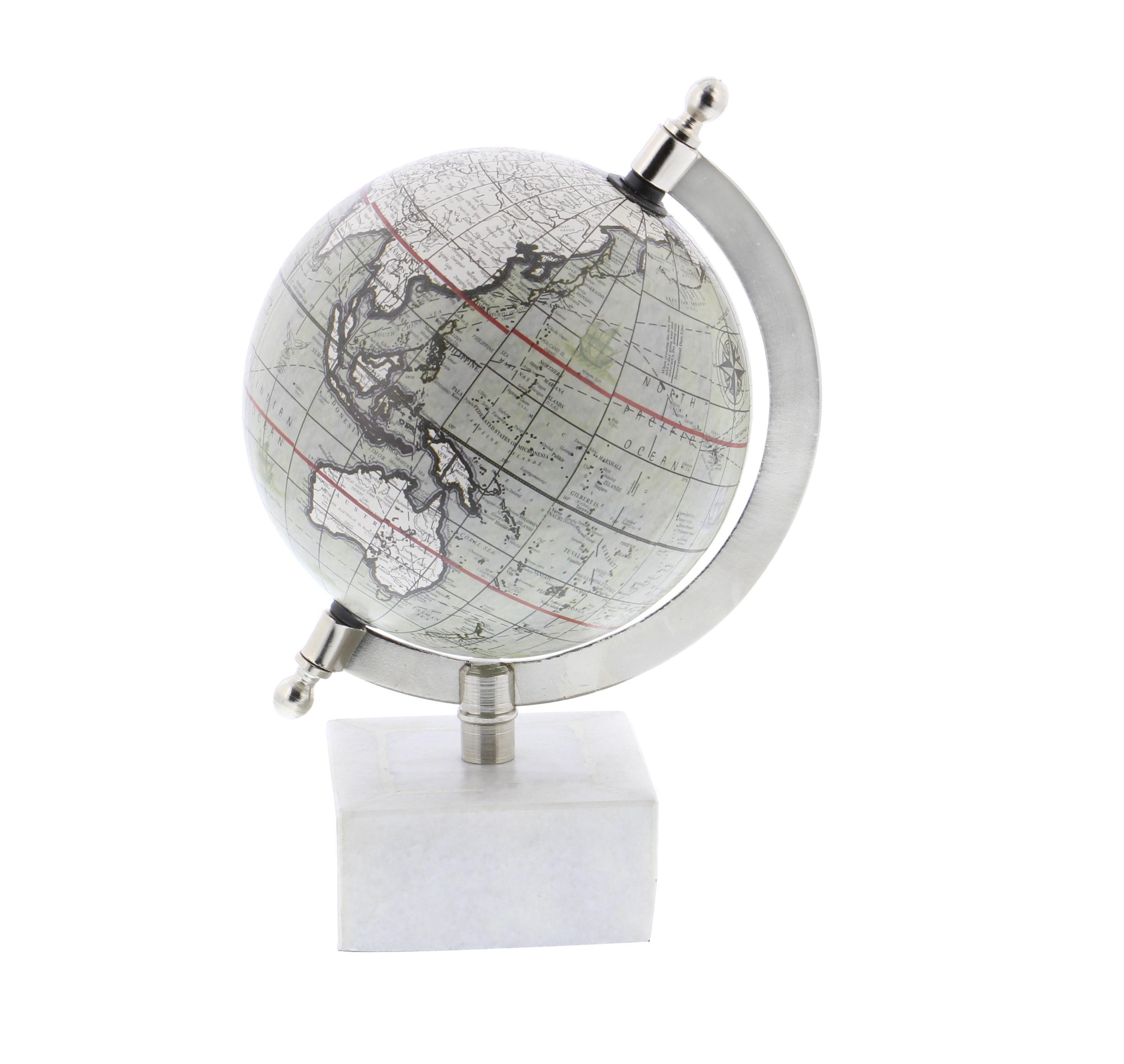 DecMode 6" White Globe with Marble Base