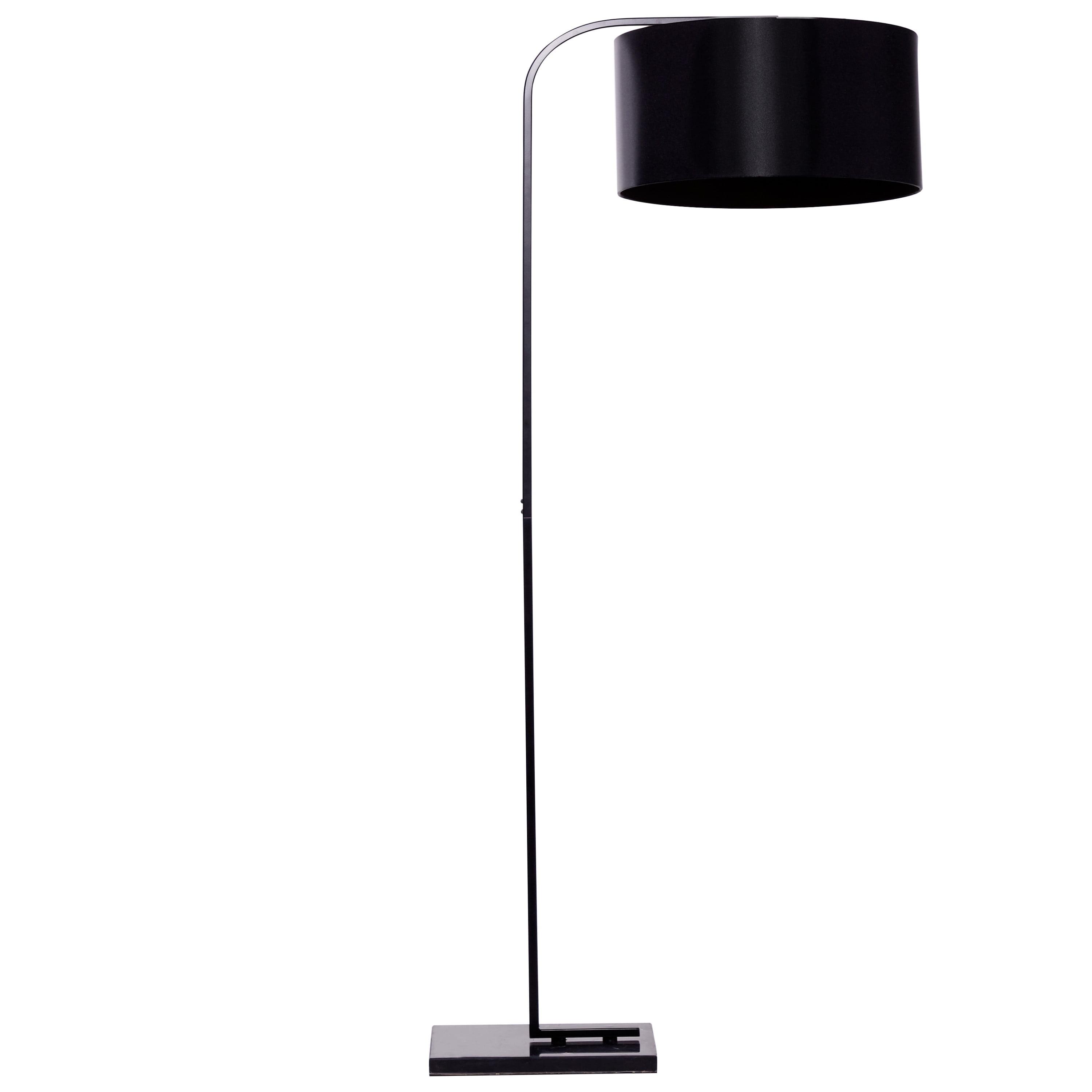 Elegant Matte Black Metal Floor Lamp with Marble Base