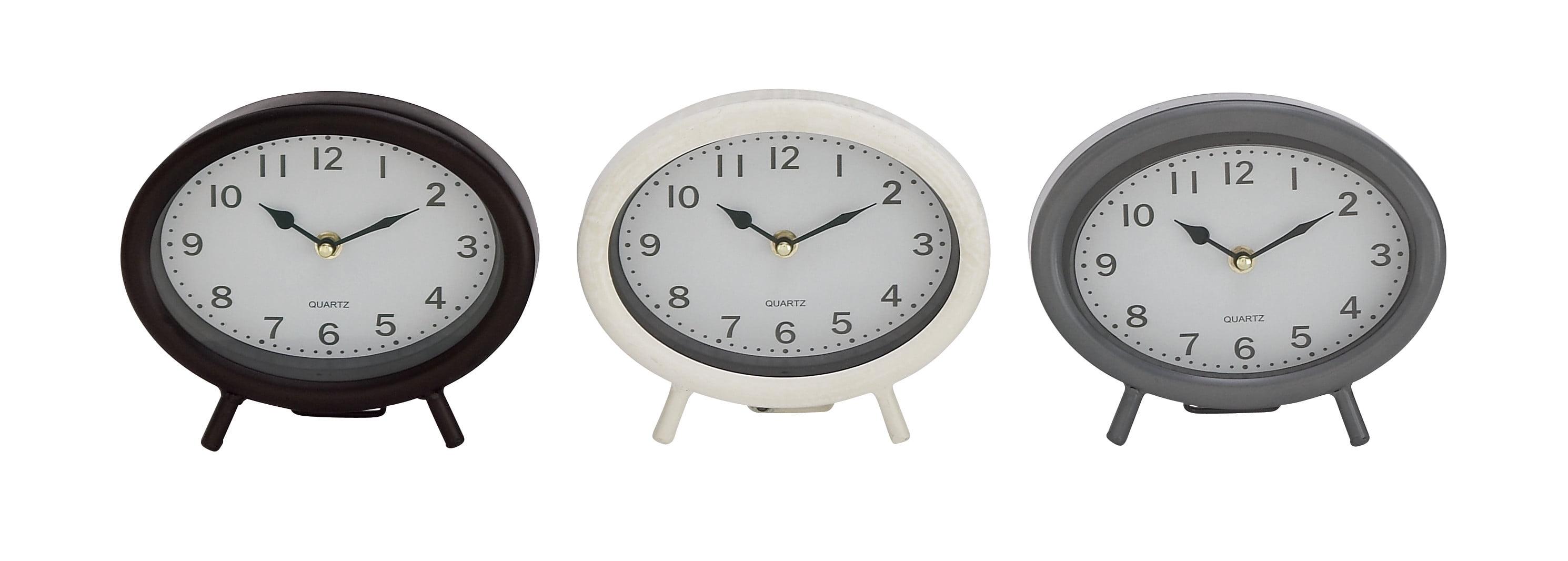 DecMode 7" Black Metal Clock, Set of 3
