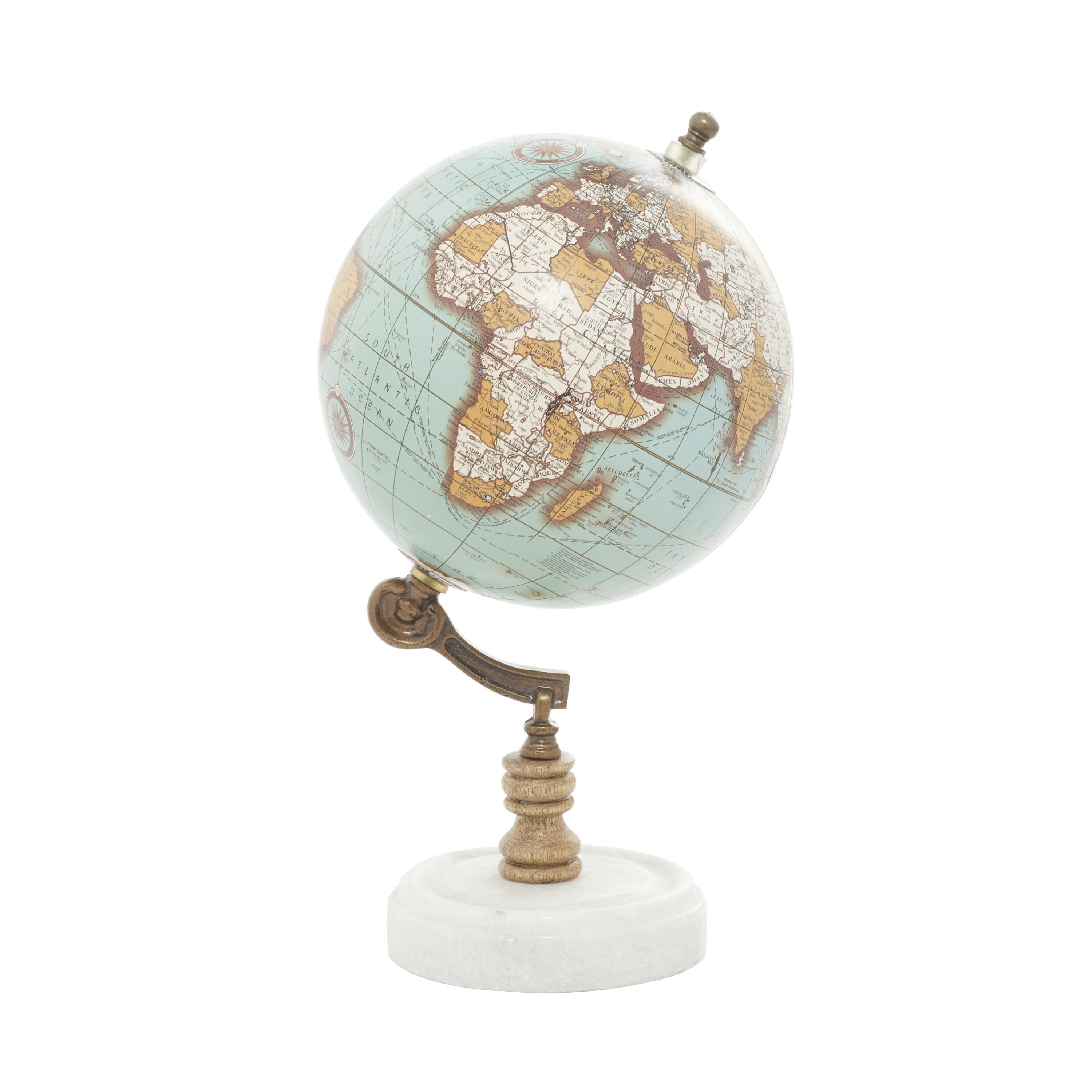 Teal Abstract Marble Base 14" Decorative Globe