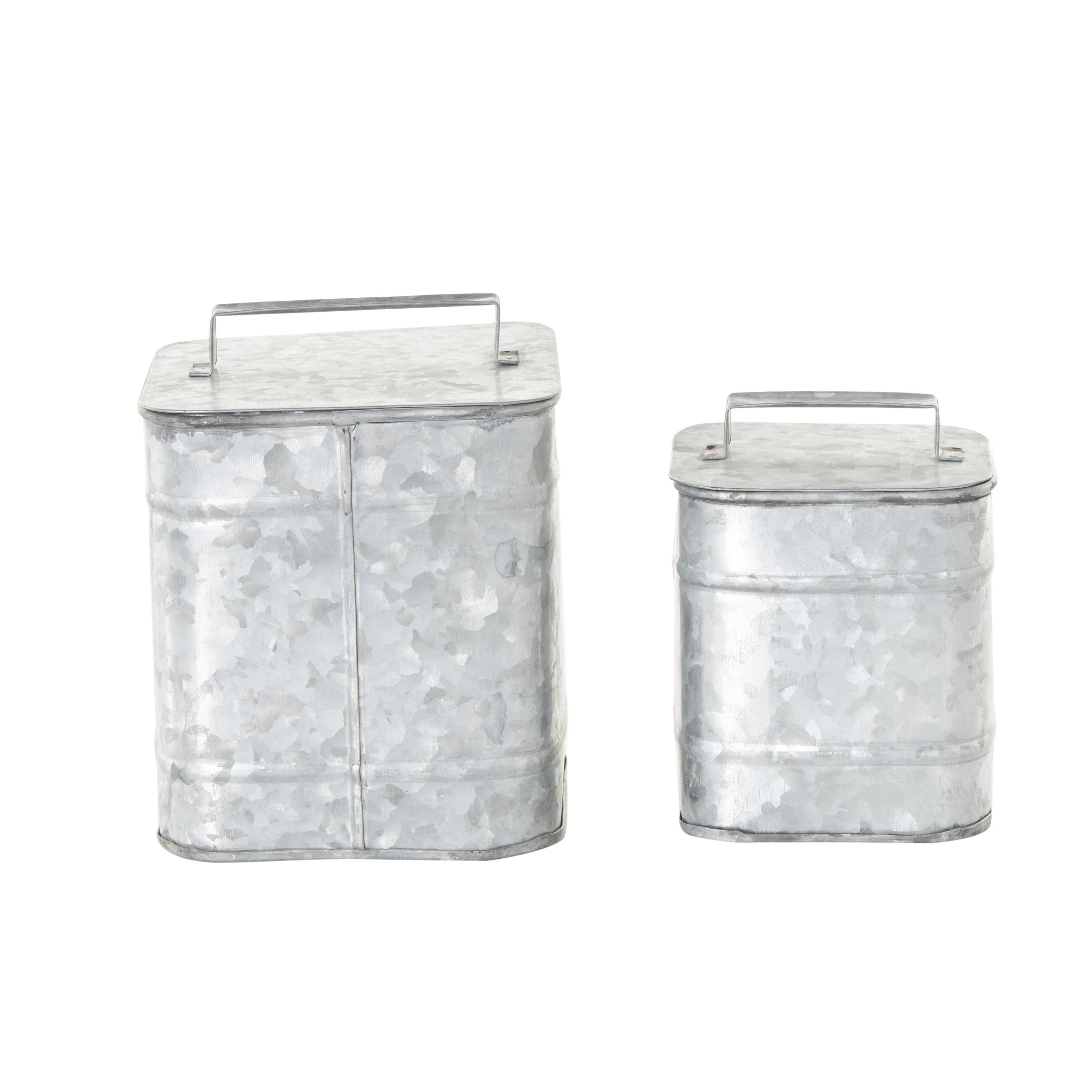 DecMode 7" x 8" Silver Metal Canisters, 2-Pieces