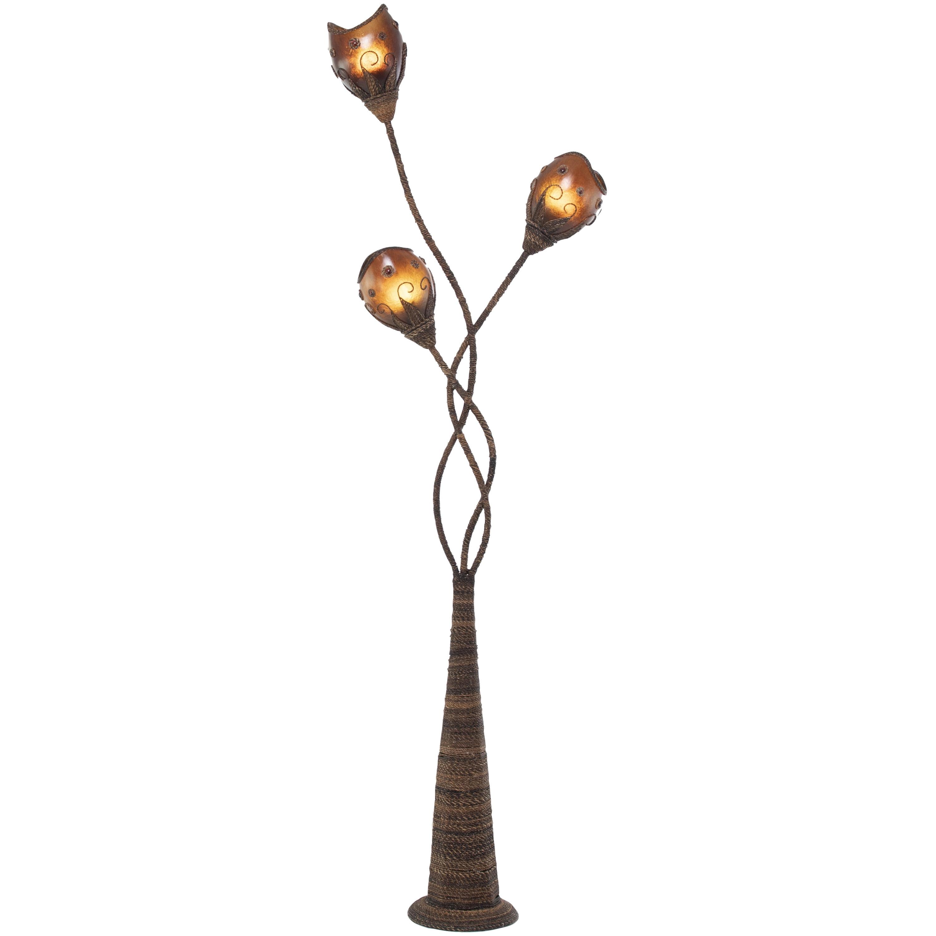 Bronze Iron Conical Floor Lamp with Rhinestone Embellishments