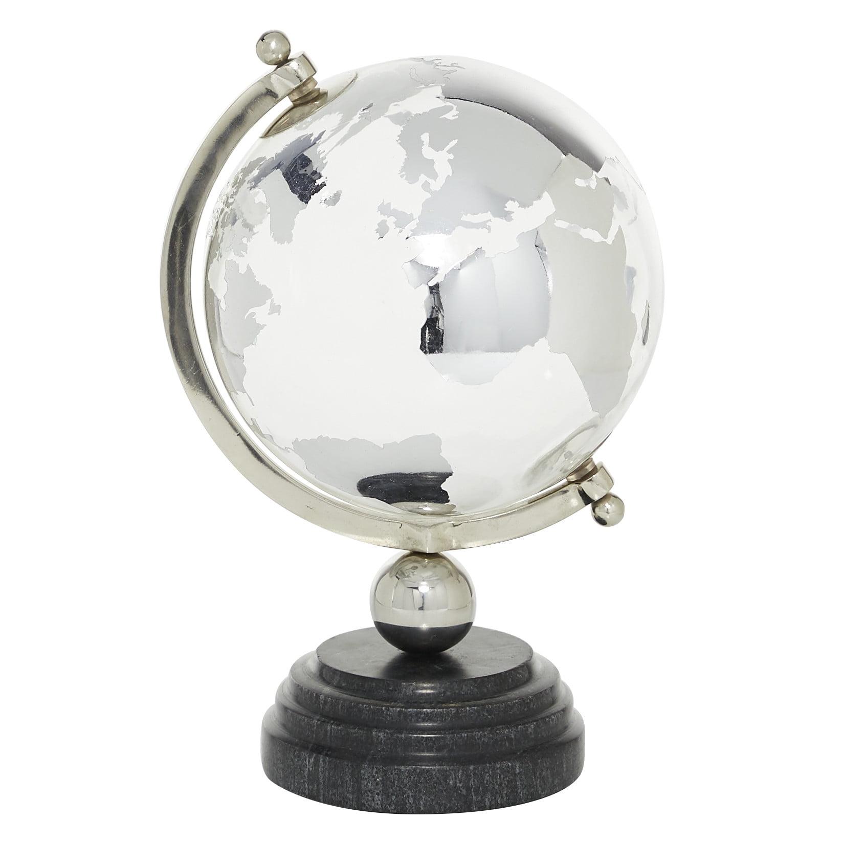 Elegant Silver Abstract Globe with Marble Base 8" x 13"