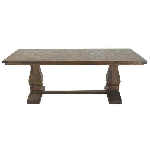 DecMode 84" x 30" Brown Mango Wood Dining Table with Parquet Inlay, 1-Piece