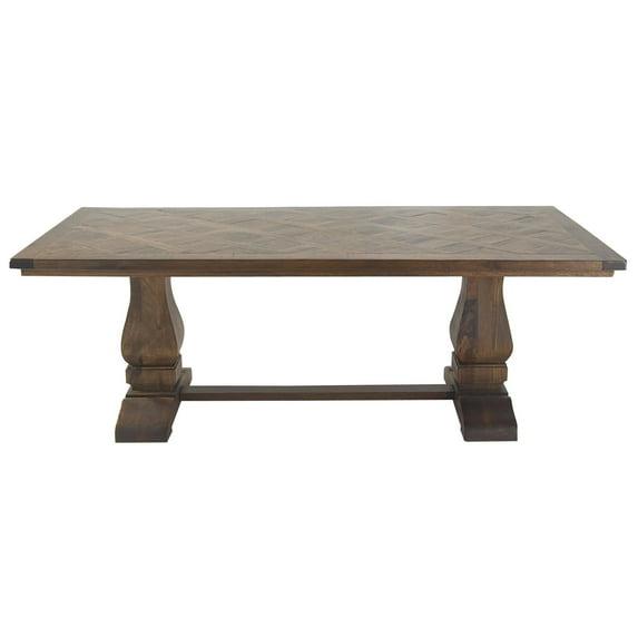 DecMode 84" x 30" Brown Mango Wood Dining Table with Parquet Inlay, 1-Piece