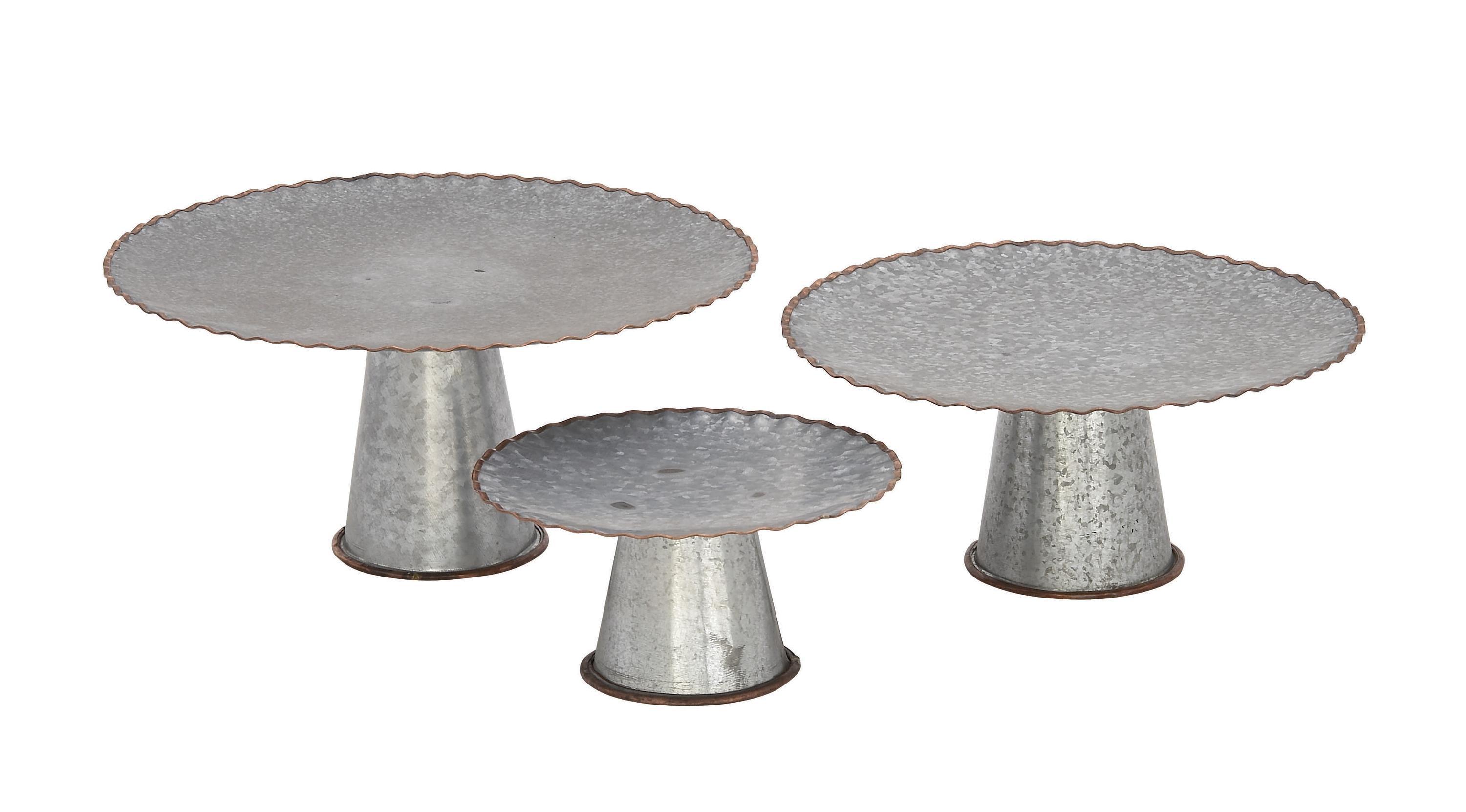 Croker Metal Galvanized Decorative Gray Cake Stand Set