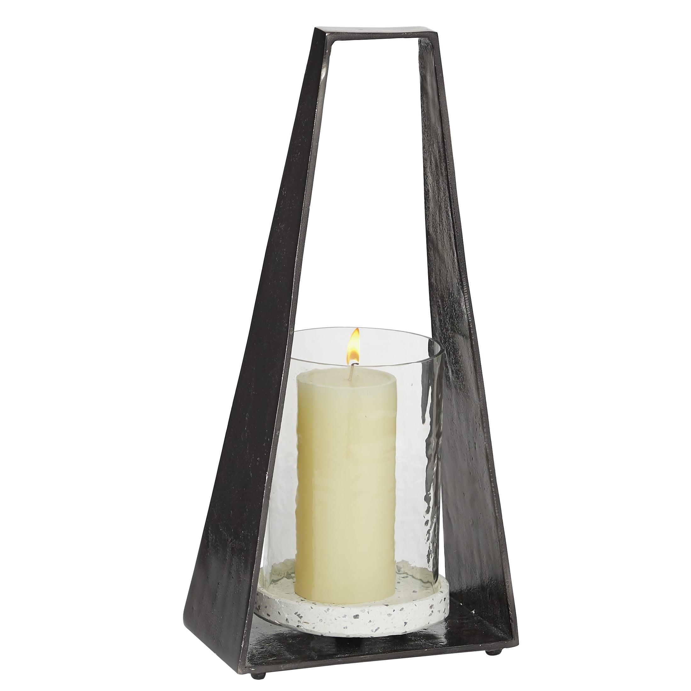 Contemporary Black Candle Lantern - 8" x 17.5" Hanging Hurricane