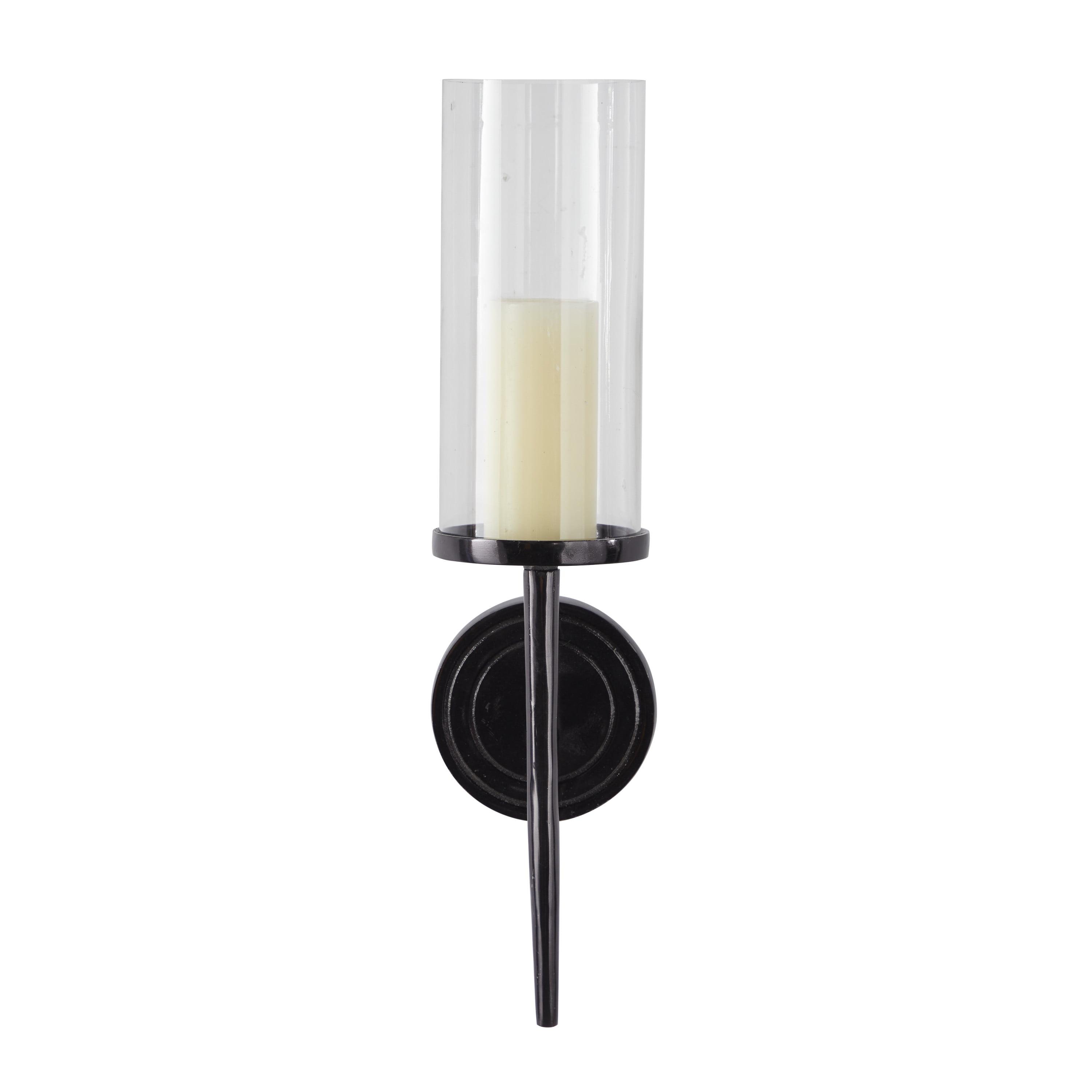 Black Polished Aluminum Cylinder Candle Wall Sconce