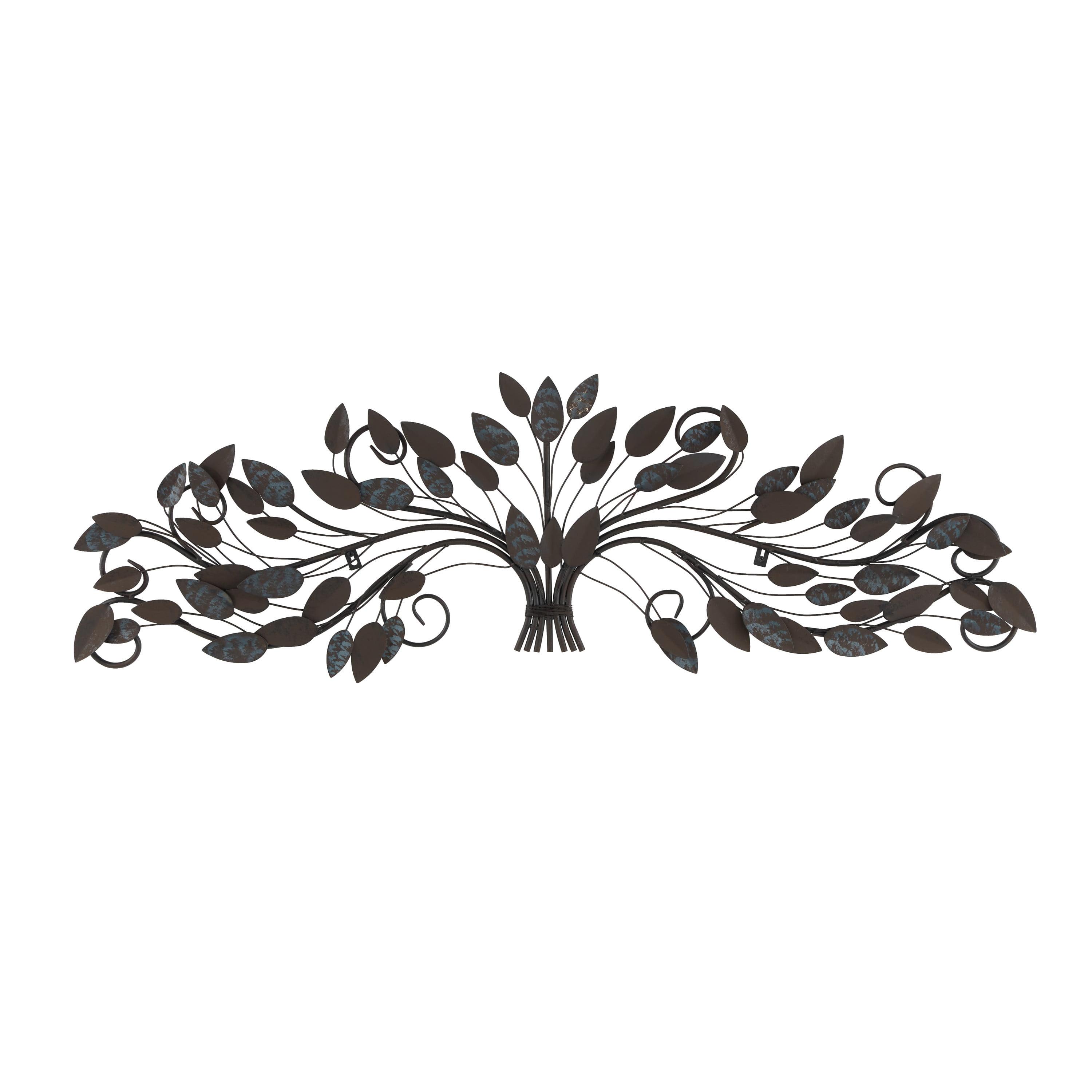 51" Blue and Brown Metal Leaf Wall Sculpture