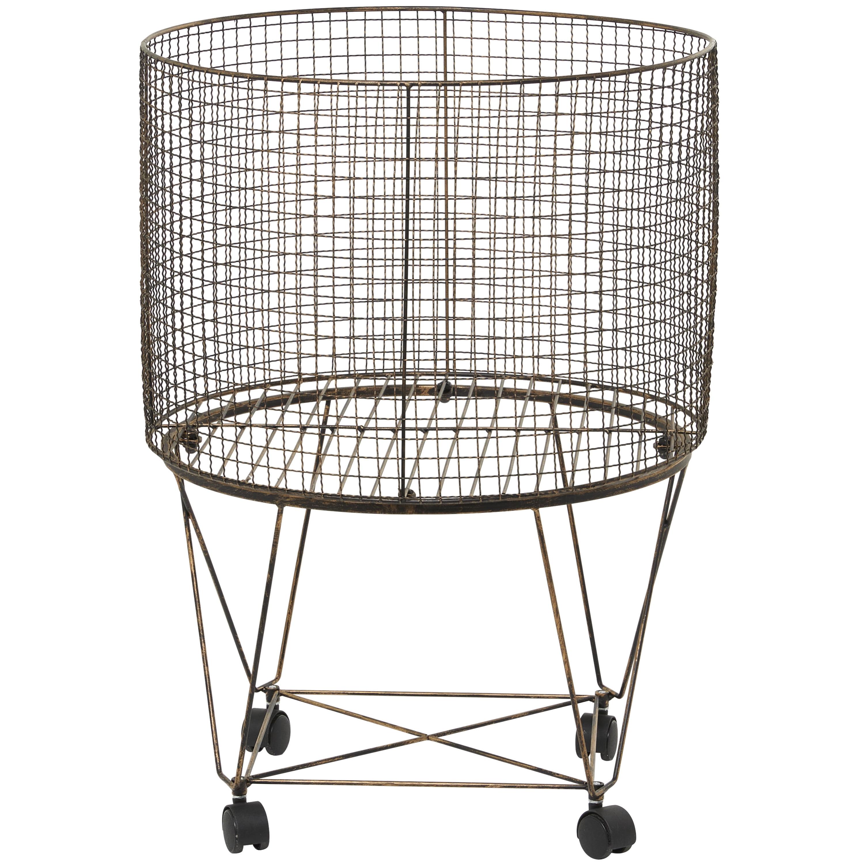 Bronze Deep Set Wire Basket Storage Cart with Wheels 20" x 28"