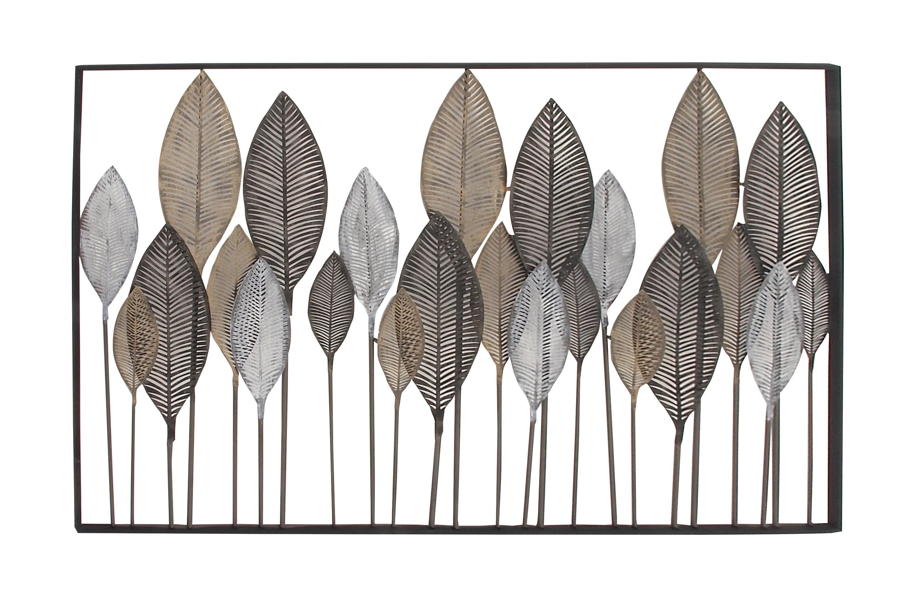 Bronze Tall Cut-Out Solid Leaf Metal Wall Decor 59" x 37"