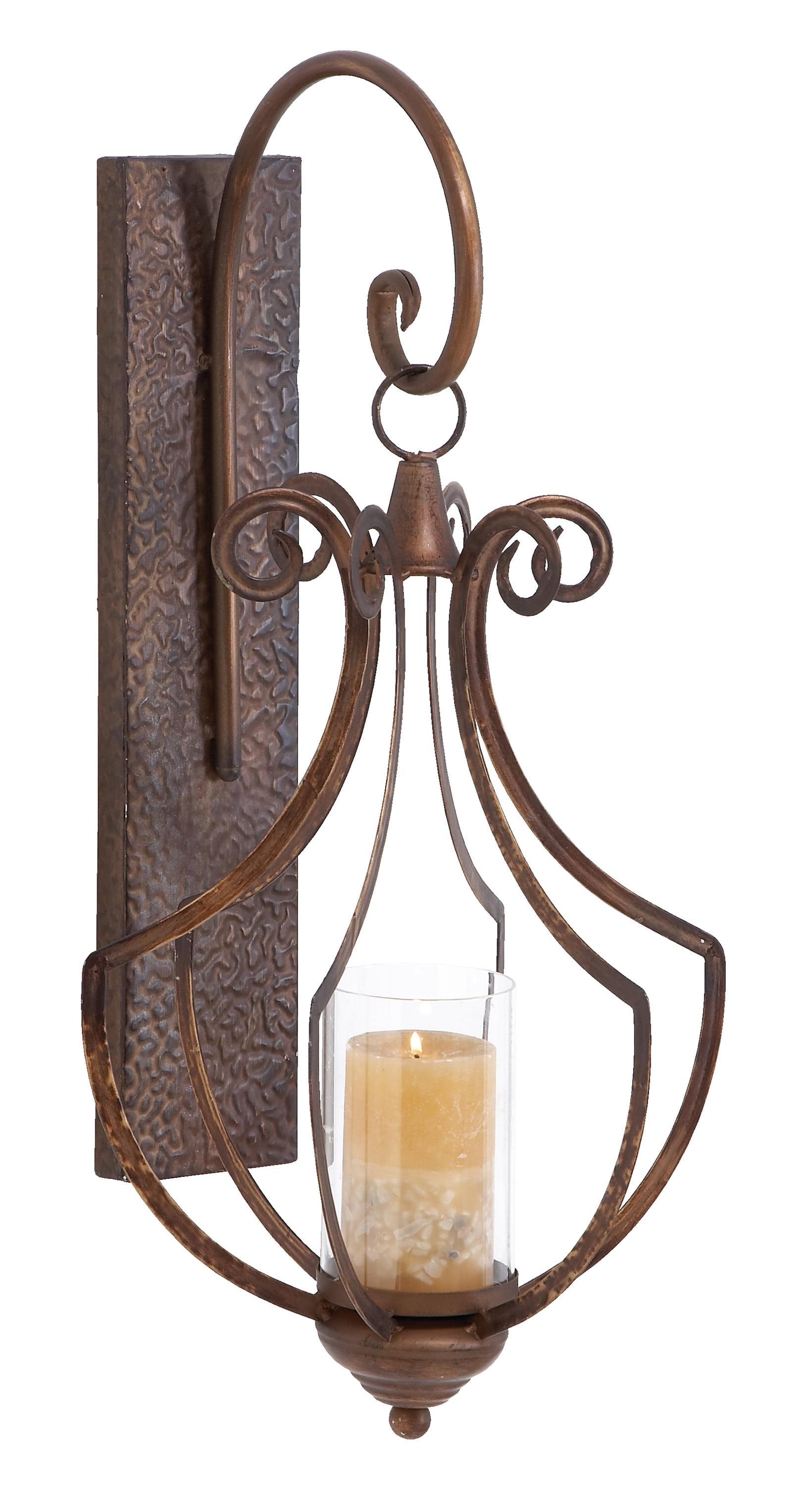 Co-t Bronze Iron Wall Sconce With Textured Finish And Glass Globe For Elegant Candle Display