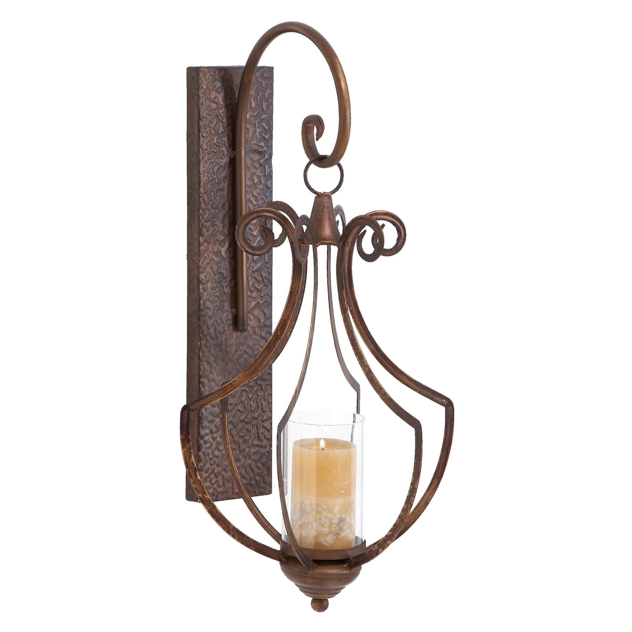 Co-t Bronze Iron Wall Sconce With Textured Finish And Glass Globe For Elegant Candle Display