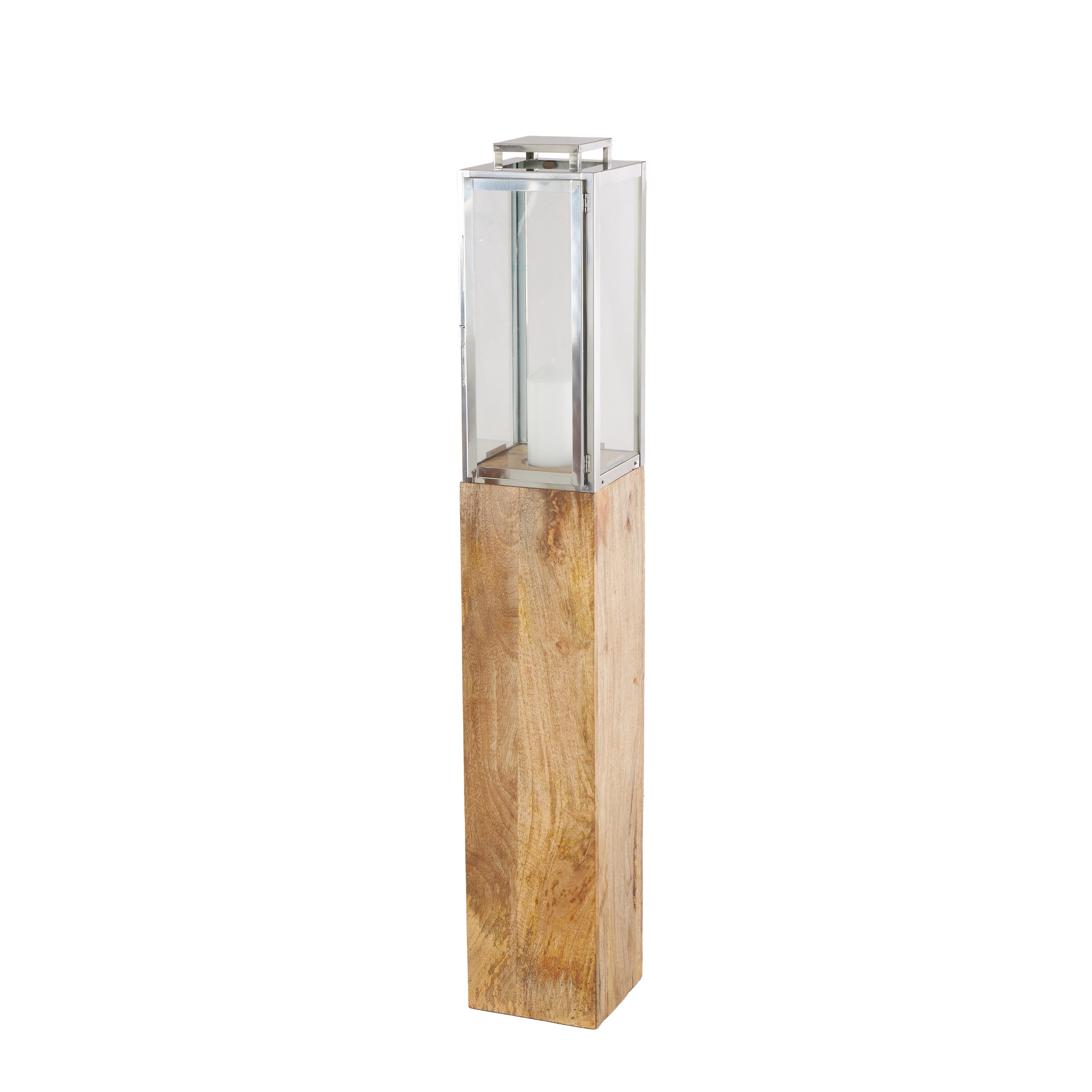 Loon Peak® Mango Wood Handmade Decorative Indoor Outdoor Brown Candle Lantern