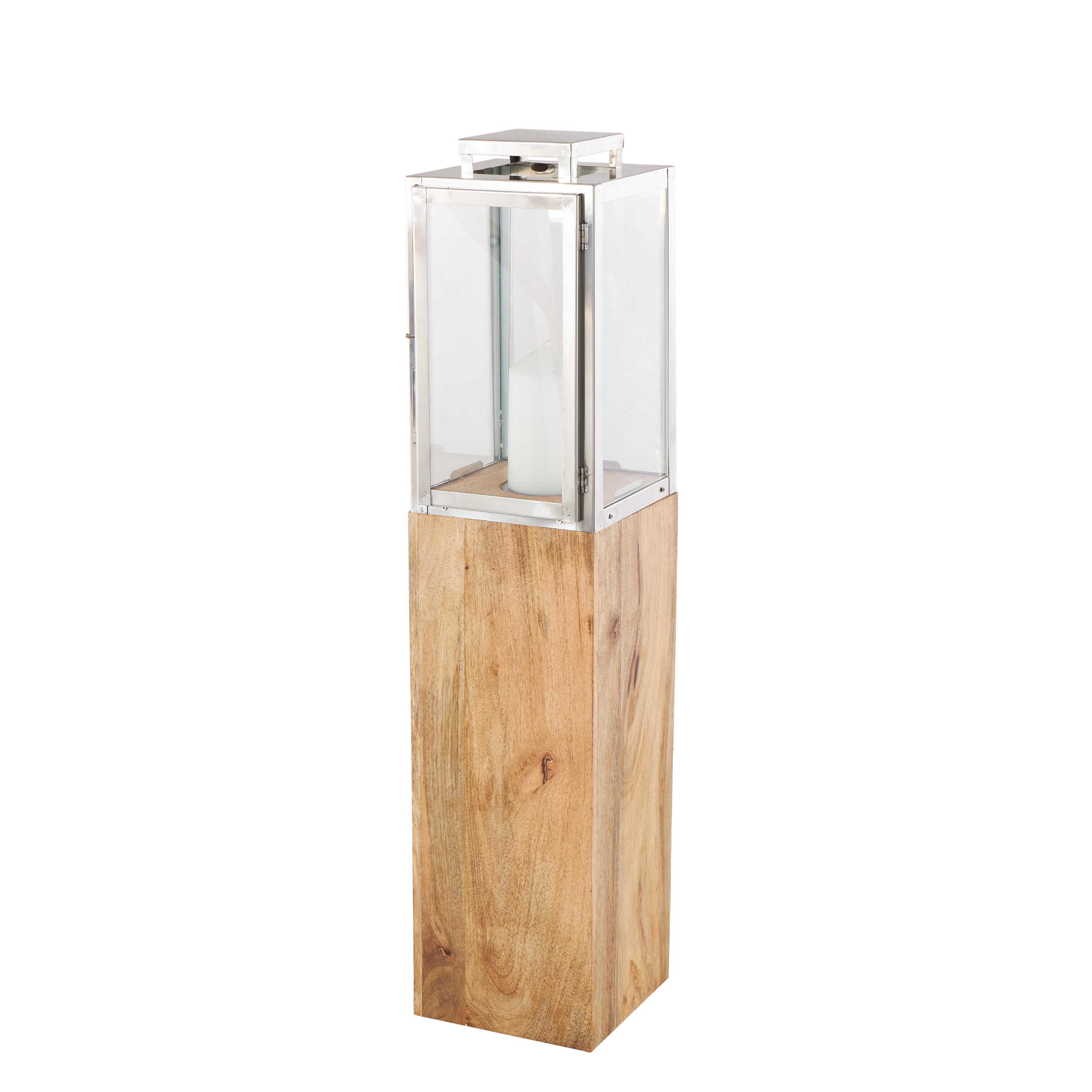 Loon Peak® Mango Wood Handmade Decorative Indoor Outdoor Brown Candle Lantern