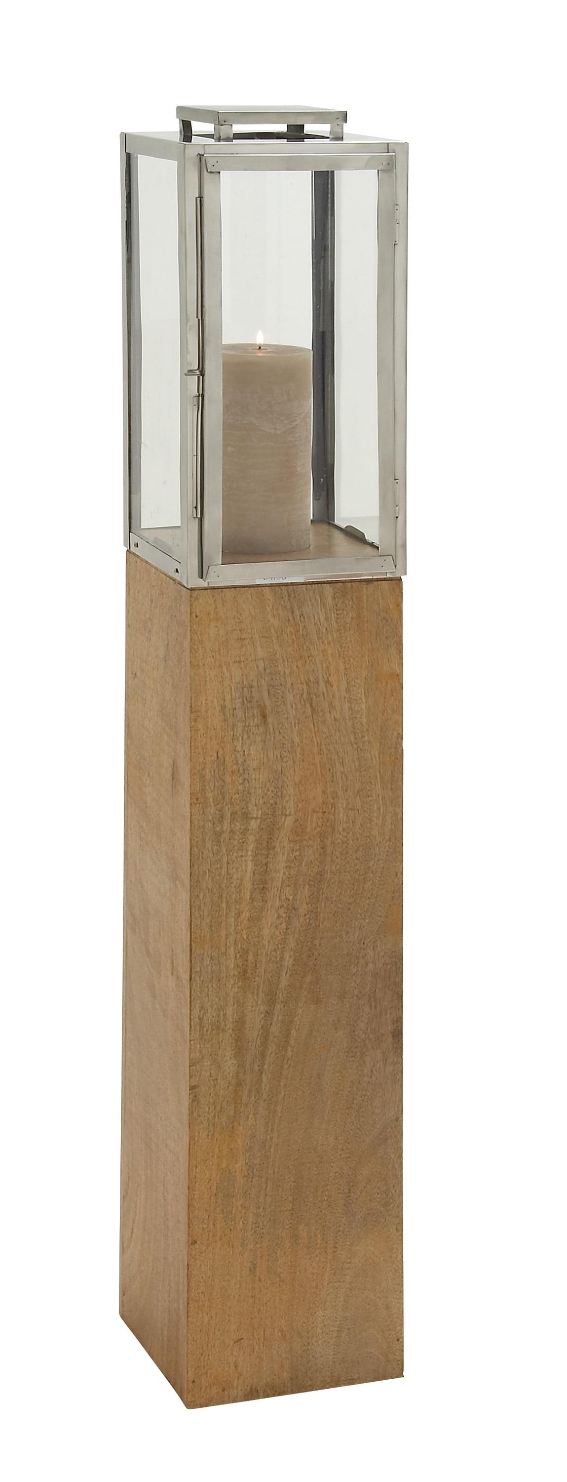 Mango Wood Handmade Decorative Indoor Outdoor Brown Candle Lantern
