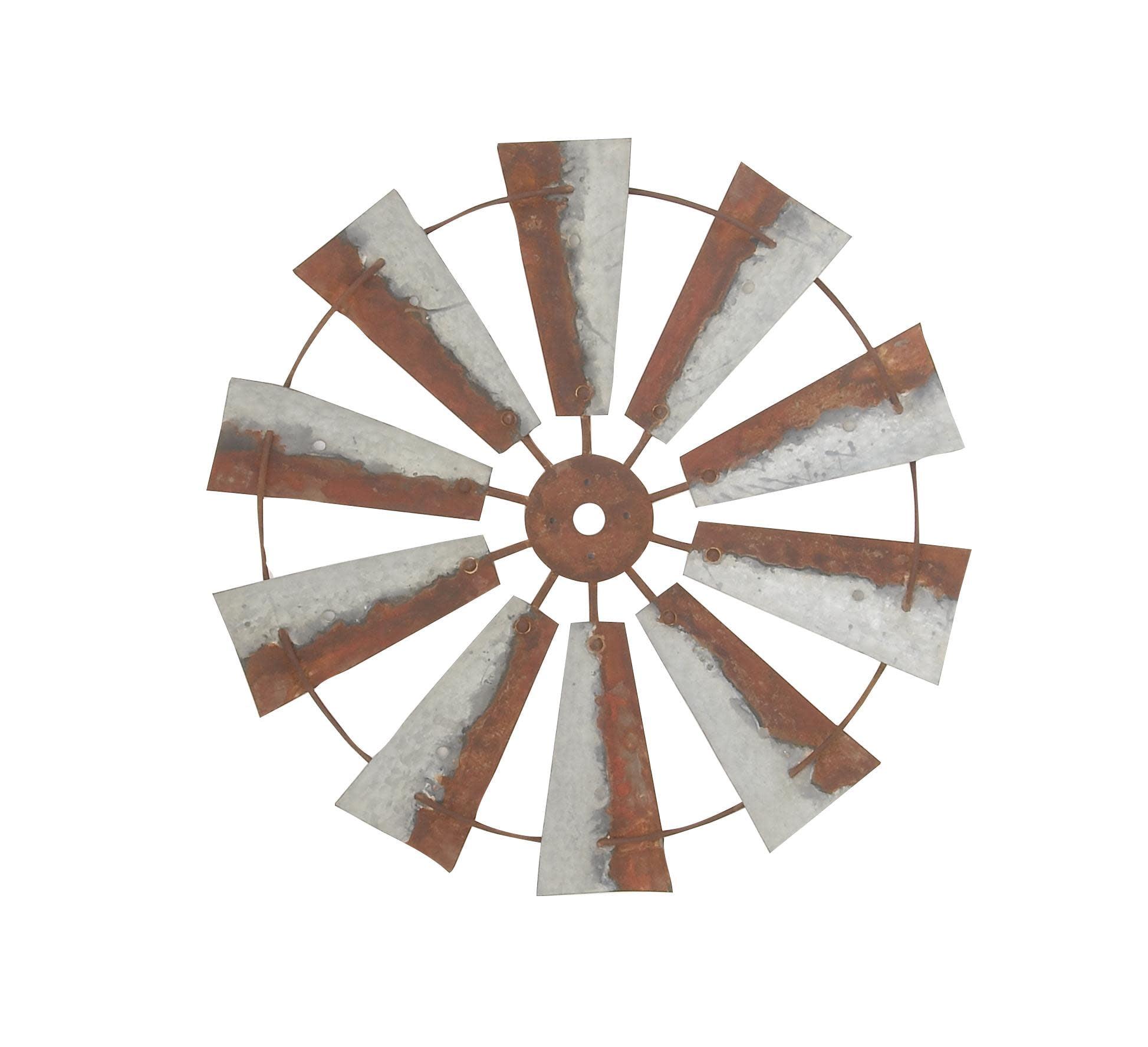 Millwood Pines Metal Indoor Outdoor Windmill Brown Wall Decor
