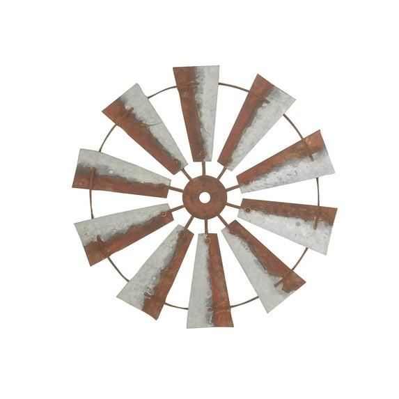 Millwood Pines Metal Indoor Outdoor Windmill Brown Wall Decor
