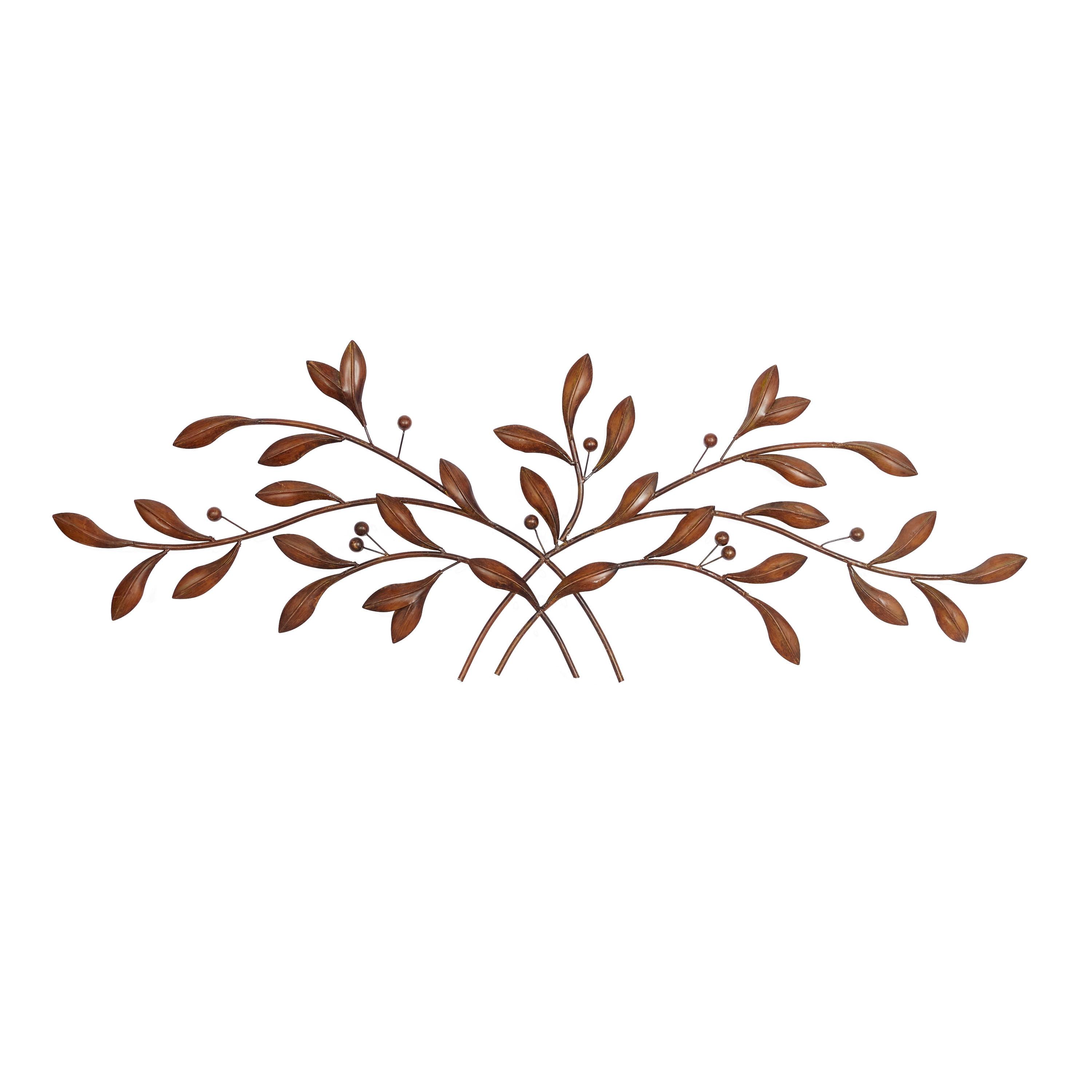 DecMode Brown Metal Leaf Wall Decor