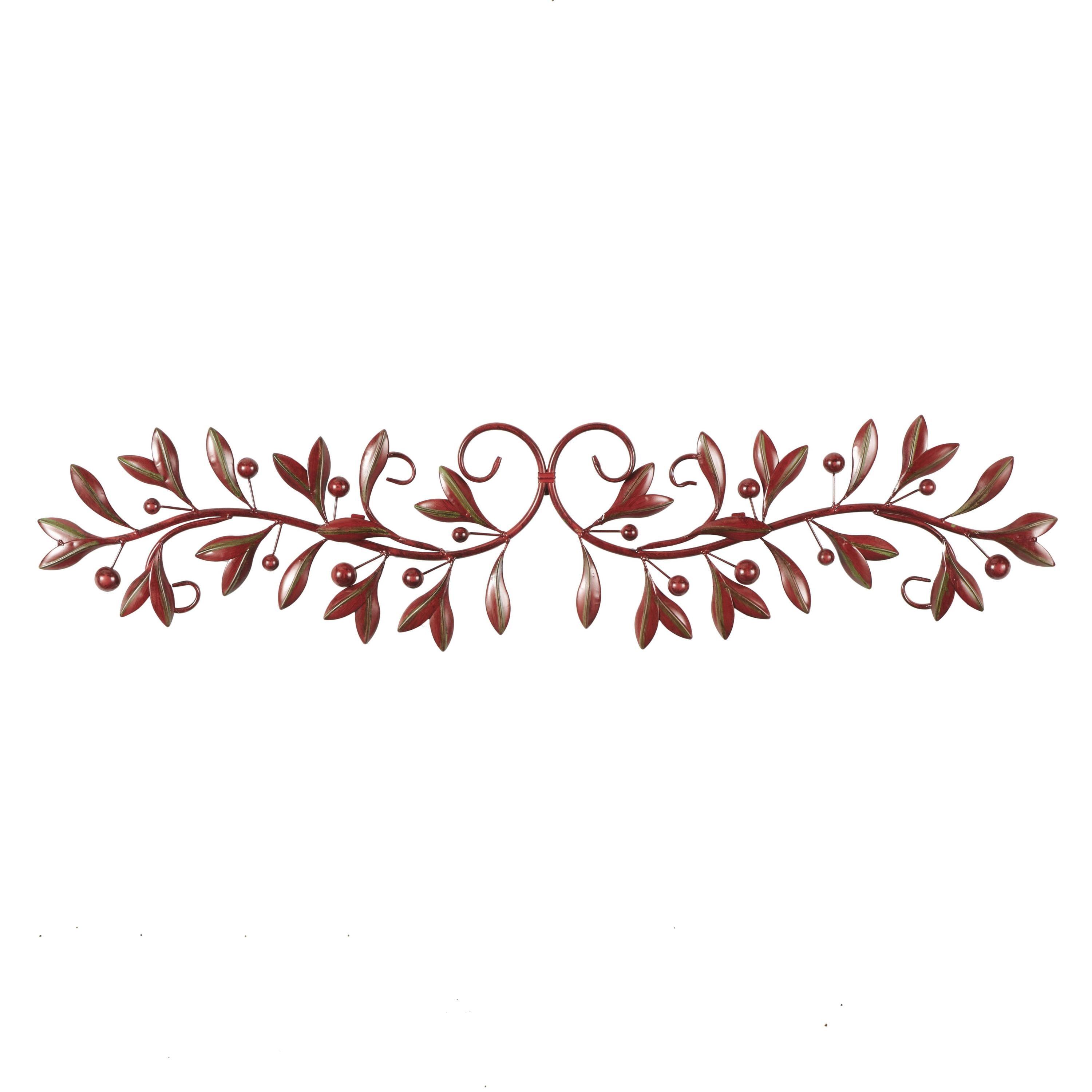 Red and Green Metal Vine Leaf Wall Sculpture