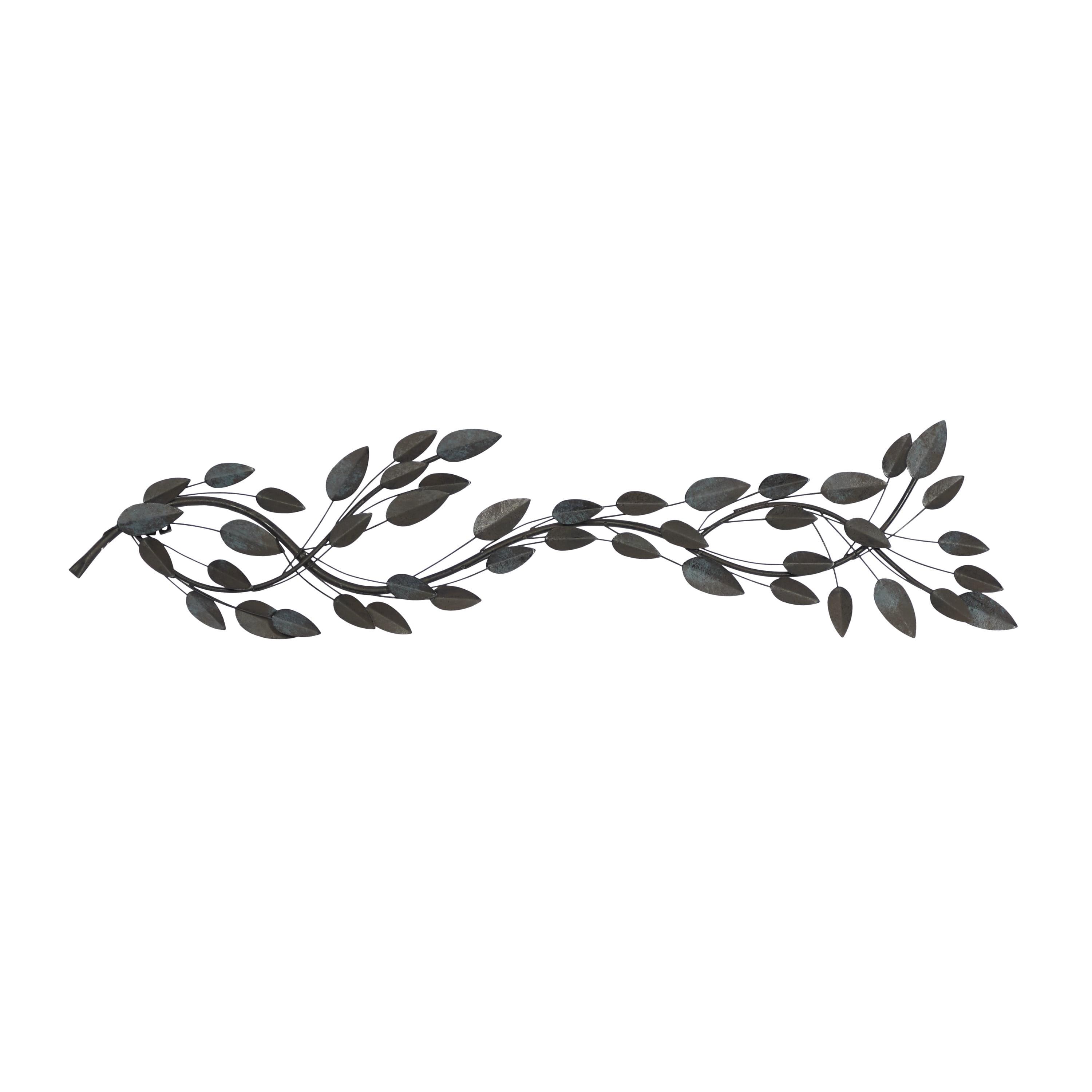 Brown Metal Leaf Horizontal Wall Sculpture 12" x 48"