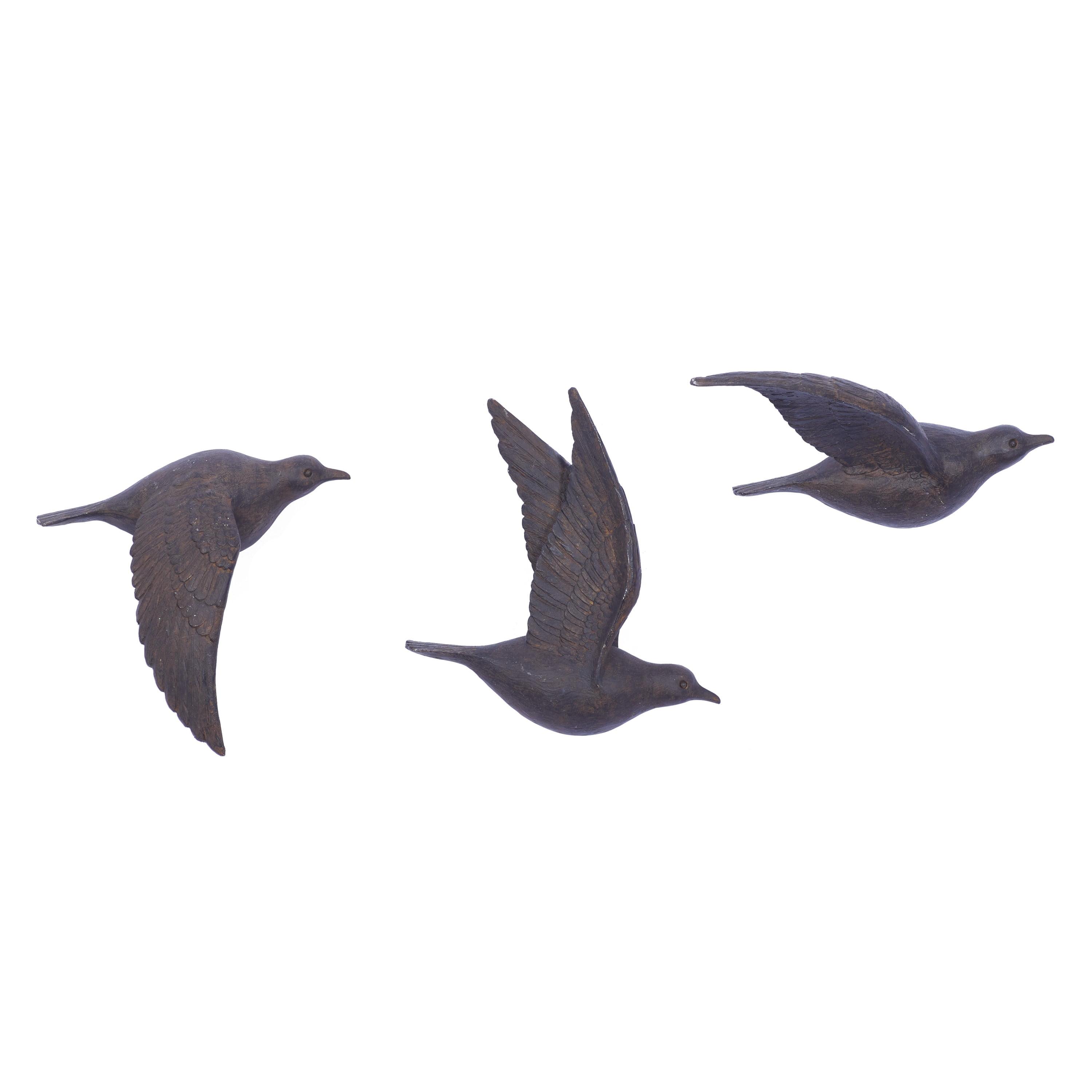 Polystone Bird Metallic 3D Sculpted Wall Decor Set of 3 Brown - Olivia & May: Ready to Hang, Coastal Style Decorative Sculptures