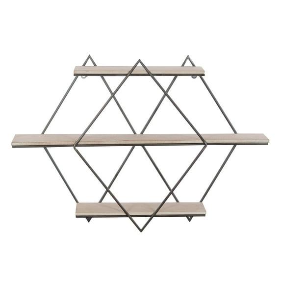 DecMode Brown Wood Contemporary Wall Shelf