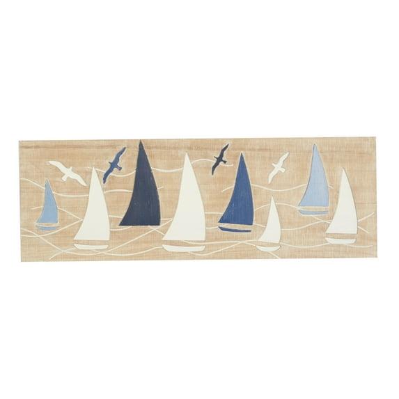 DecMode Brown Wood Sail Boat Wall Decor