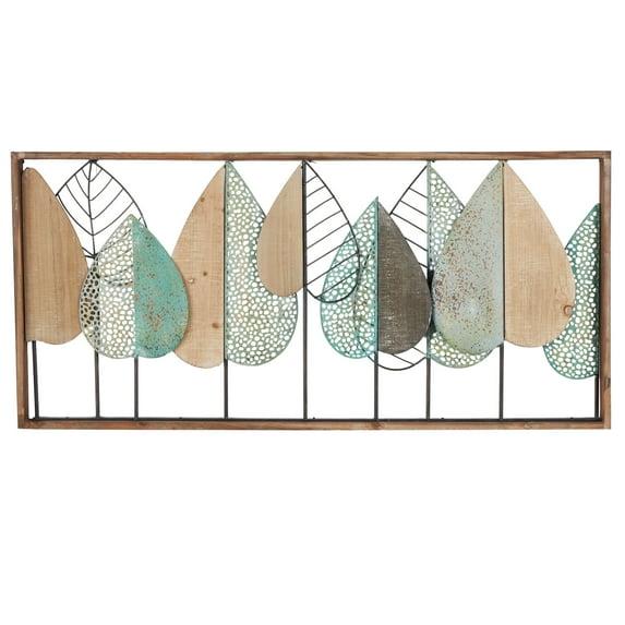 XMVJHOME Modern Leaf Wall Art Sculpture With Metal Wire Accents, Minimalist Botanical Home Decor, Open-Frame Design For Contemporary Interiors