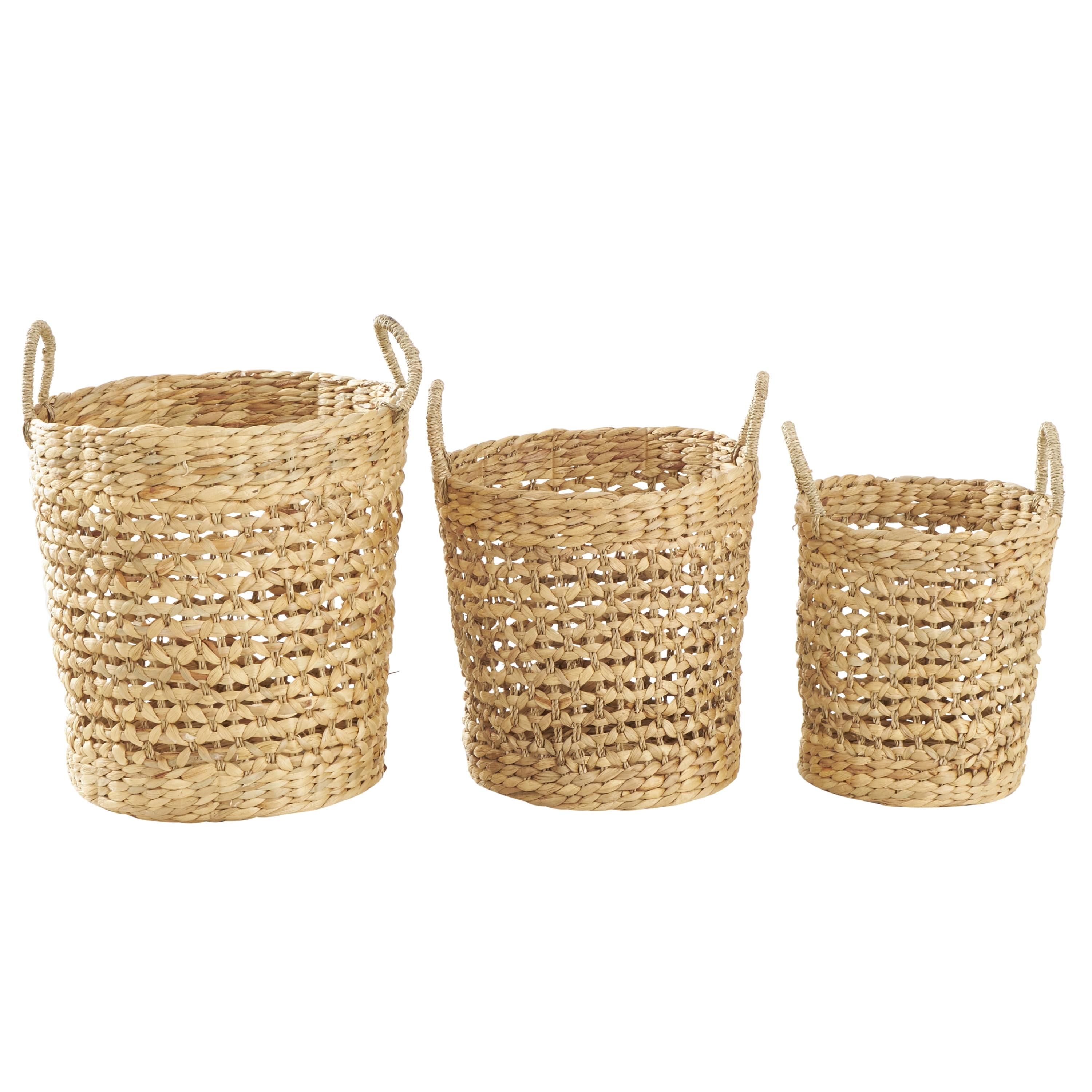 Cylindrical Seagrass Tapered Storage Baskets Set of 3