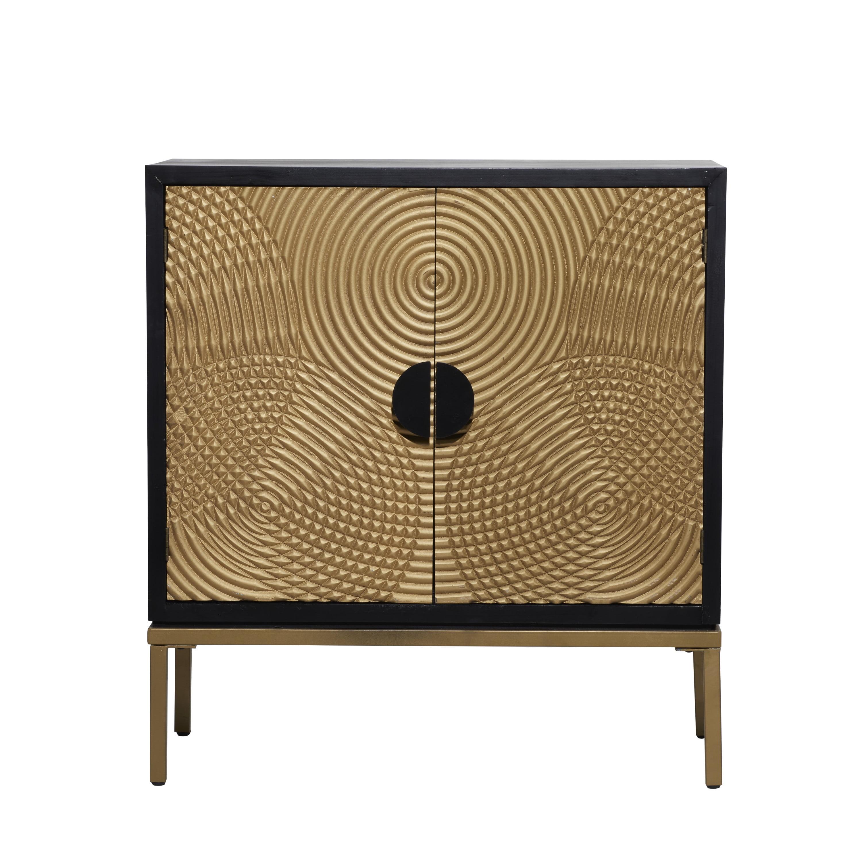 Black and Bronze Ripple Design 2-Door Cabinet