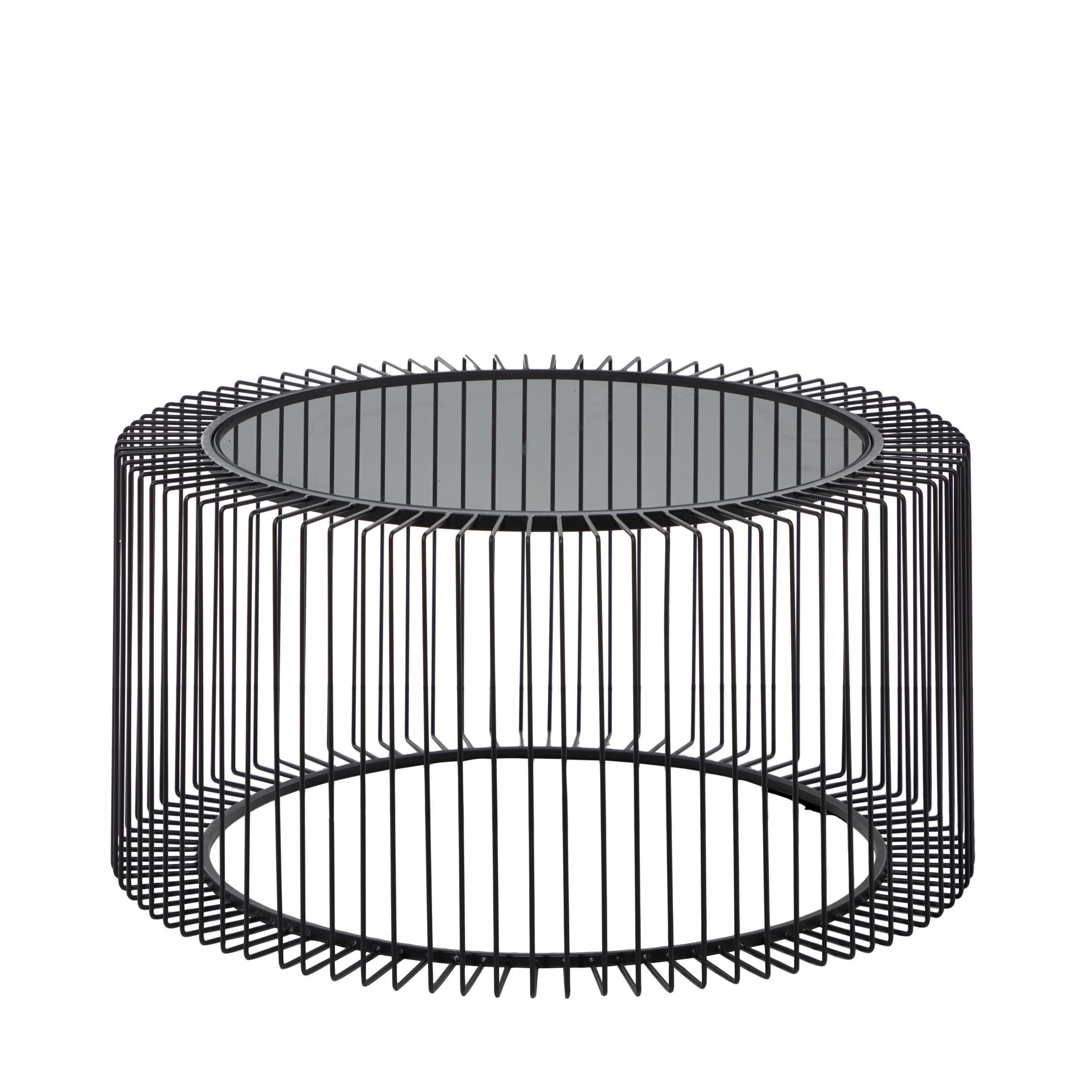 Contemporary Metal Coffee Table Black - Olivia & May: Modern Glass Top, No Assembly Required